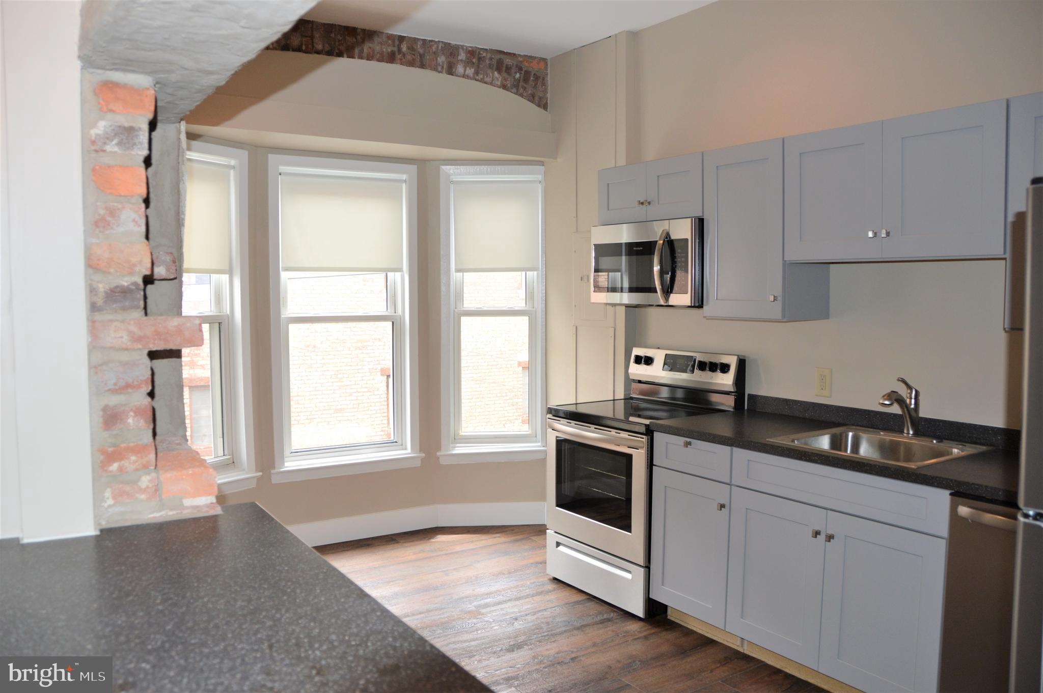 Brand new tastefully done apartment ready for immediate occupancy located in downtown Pottsville .   Nice size eat in kitchen featuring stainless steel appliances and additional Bar/Counter area for extra seating.  One bedroom, one bath with Central air.   Great location!  Close to restaurants, shopping, grocery store, and much more   No pets, No smoking.   Interested tenant will be required to pay $35.00 fee for credit & background check. Call for your private showing today