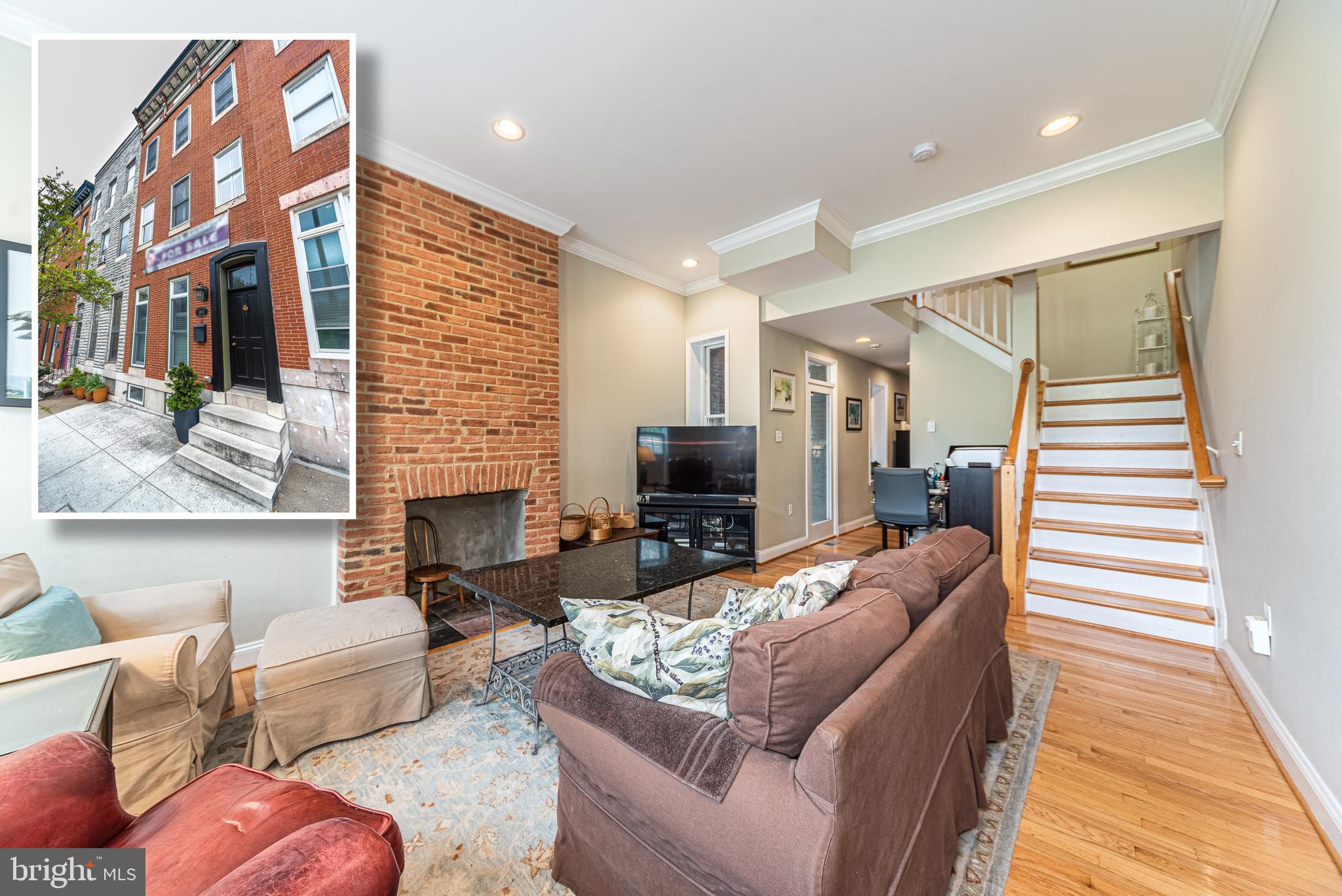 BEAUTIFULLY DESIGNED PARK FRONT ROWHOME WITH ROOFTOP DECK & OFF STREET PARKING!  Features include over 2,200 sq. ft of living space, hardwood floors throughout, a spacious living room with crown molding, gourmet kitchen with ss appliances, granite counters, and a separate dining area, 2nd level with 2 generously sized bedrooms with a hall bath, 3rd level Primary bedroom suite with a spa bath featuring a whirlpool tub & separate walk-in shower, convenient bedroom level laundry, zoned heating and air, rooftop deck with sweeping city, water, and park views, 1 car parking pad, and direct access to Patterson Park - one of Baltimore's finest parks!  This one truly has it all!