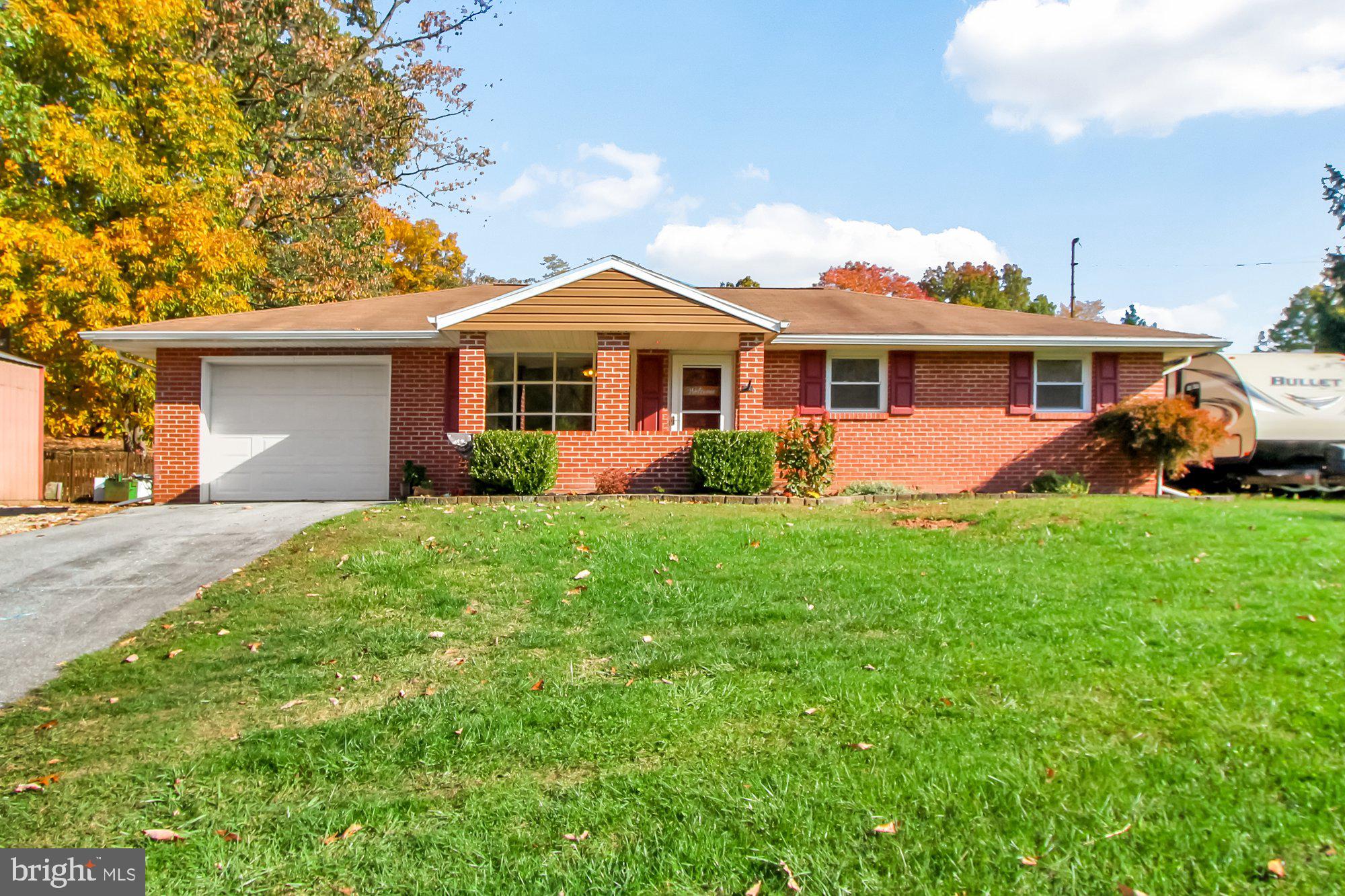 Need a 30'x40' Garage/Pole Building? Need over an acre? Need 4 bedrooms? THIS IS what you've been waiting for!  Nice Rancher with updated furnace & newer siding & soffits.  Eat-in Kitchen w/updated appliances.  37'x10' bonus room w/coal stove overlooks the backyard.  The 4th BR is located off the bonus room.  Large fenced rear yard w/patio area & a shed.  The pole building offers lots of possibilities as a large workshop or garage space w/cement floor. It is insulated & has water & electric.  The master bedroom has a private 1/2 bath & the main bathroom has been updated.  Attached 1 car garage w/large pantry closet w/sliding barn door. The full basement is ready for your finishing touch & offers lots of extra space for a future rec room or just great for extra storage! Nice rural setting located just minutes to I-83.  Come see it today! Could be gone tomorrow!