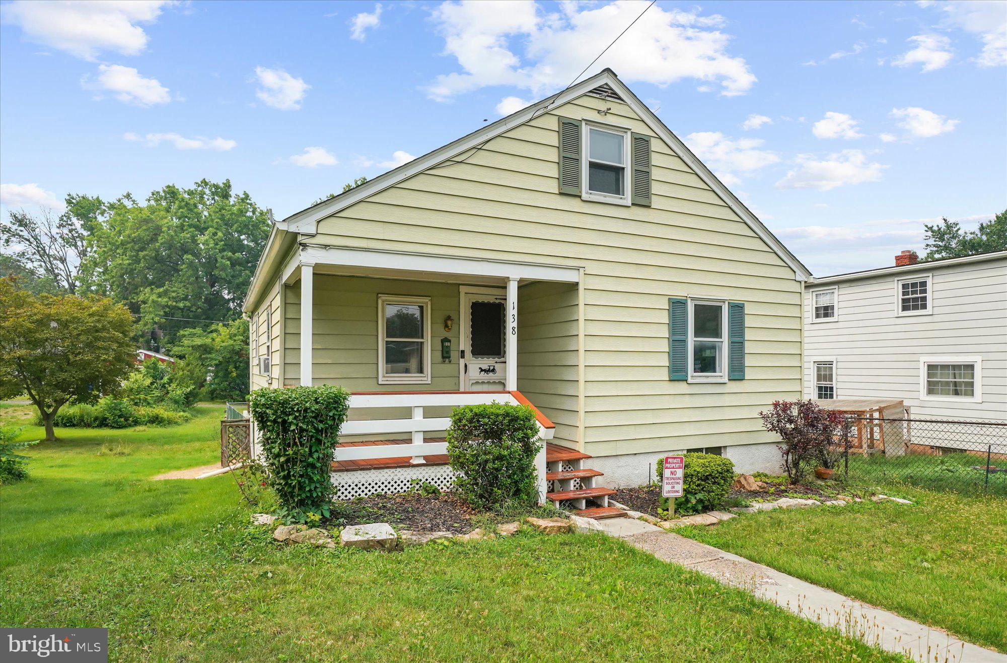 Quaint cape cod in the heart of Pottstown with welcoming front porch, three bedrooms, and off-street parking.  The main living area has just been freshly painted, and has original hardwood floors throughout.  The kitchen has original wood cabinetry and electric cooking.  Two bedrooms and main bath on first level, with the third bedroom on the second floor with plentiful storage as well.  Clean daylight walk-out basement with laundry,