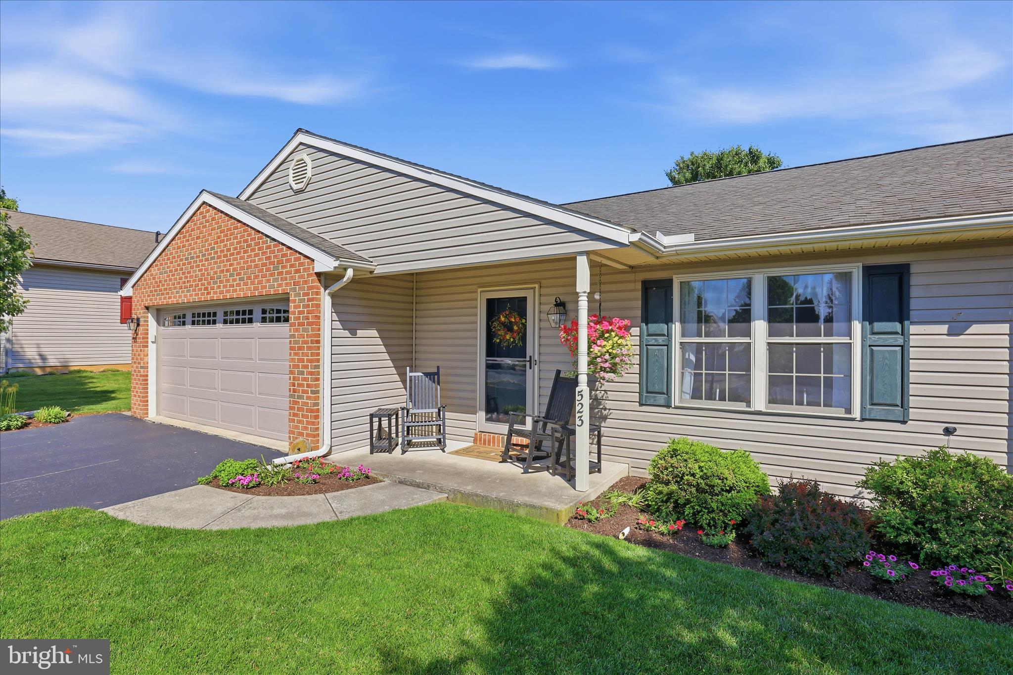 Welcome home to this beautifully maintained one-story semi-detached home in the Wildflower Pond community in Ephrata.  This 2 bedroom 2 bath home offers a primary suite with spacious walk-in-closet and en suite bath, offering the ultimate in privacy and convenience. Designed with comfortable living and easy entertaining in mind, this open concept home offers thoughtful updates and quality improvements throughout. Recent updates by owner include a Bosch heat pump and air handler, luxury vinyl plank flooring throughout, newer garage door, dishwasher, and refrigerator, and a Kinetico reverse osmosis water system with water softener. The professionally landscaped exterior with accent lighting creates impressive curb appeal and a welcoming atmosphere. The partially finished lower level provides valuable additional living space currently used as a 3rd bedroom with closet, egress, additional living space and ample storage in the unfinished area and throughout the home. Enjoy peaceful mornings or relaxing evenings on the covered rear patio overlooking a serene backyard retreat with walking trail just beyond your backyard- perfect for daily walks and enjoying the neighborhoods natural surroundings. This well-cared-for property combines low maintenance living with comfort, functionality, and style in a sought-after location. Close access to shopping and Route 322. Come see it soon!