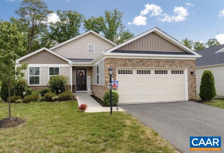 Rare opportunity in Village Oaks, offering a full finished walk-out basement, one of the community?s largest floor plans, and exceptional value all in one! This spacious one-level home features 3 bedrooms, 2 baths, and a designated home office with elegant double glass-door entry; perfect for remote work or a private library. The bright, open layout is ideal for both everyday living and entertaining. The well-appointed kitchen features a gas range, oversized island, generous pantry, and abundant cabinetry. Step out onto the expansive second-level deck overlooking peaceful wooded views, complete with stairs for easy backyard access. The finished walk-out basement with rough-in bath provides incredible flexibility for recreation, guests, a home gym, or future expansion. Enjoy low-maintenance living in Village Oaks, where yard maintenance is taken care of for you, along with community amenities including a pool, clubhouse, and play area. Conveniently located near shopping, dining, UVA, and Downtown Charlottesville.,Granite Counter,Painted Cabinets