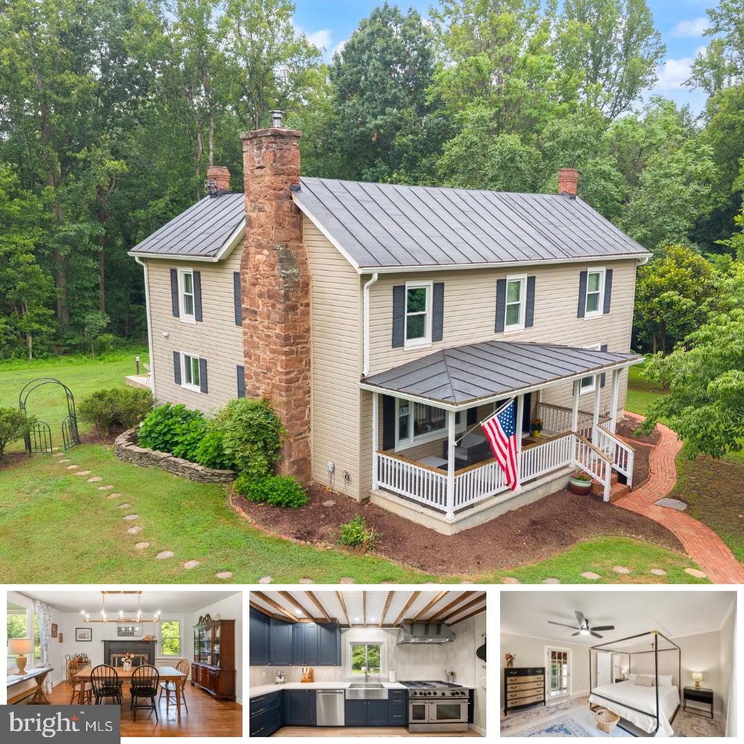 Just Listed!  Turn-of-the-Century Farmhouse   “The Woods”   360° Panoramic Views  5 Scenic Acres   Privately surrounded by mature trees, this beautifully renovated farmhouse offers an irresistible blend of historic farmhouse charm and modern finishes. A tree-lined driveway, meandering brick and stone walkways, inviting front porch, and multiple patios create the perfect setting to gather, entertain, and enjoy the peaceful surroundings and panoramic views. Adding to the property's unique appeal are a magnificent Magnolia tree and a Lavender Chaste tree, both propagated from historic specimens at Mount Vernon and Monticello. (See footnote.) Feature highlights include a fully renovated exposed-beam kitchen (2025) with factory-finished blue cabinetry, soft-close doors and drawers, Corian countertops, a GE Monogram commercial-grade 6-burner gas range with double ovens, a wall-mounted exhaust hood with warming lights, a stainless steel farmhouse sink, and a picture window overlooking the scenic grounds. Additional updates include a French-door refrigerator with icemaker and dishwasher. The kitchen is adjacent to a spacious mudroom and laundry room, providing a convenient pass-through to the outdoor red-brick patio. The mudroom features slate-style tile flooring, a custom-built bench with cubby storage, while the main-level living and family rooms offer solid oak hardwood floors, wide trim moldings, and a cozy wood-burning stove. The upper lvl offers three bedrooms, including the primary suite, along with a beautifully renovated shared bathroom featuring hex mosaic tile flooring, a subway tile shower with a glass enclosure, a custom quartz vanity, and solid oak hardwood flooring throughout. Exterior highlights include a durable seamless metal roof, vinyl siding, a storage shed, wood shed, and a poultry coop with run area (negotiable). This beautiful property offers the perfect balance of historic farmhouse character, thoughtful renovations, privacy, and open space. Conveniently located just 10 minutes from Historic Old Town Warrenton and only minutes from C.M. Crockett Park, Germantown Lake, nearby farm stands, and Messick's Farm Market. Starlink Internet hardware is already installed and conveys.
This property is ideal for those seeking privacy, recreation, and the flexibility to work from home with breaks to tend the garden, homestead, or hobby farm—or simply enjoying the tranquility and beauty of five scenic acres in a truly one-of-a-kind setting. Schedule your private preview today and experience this exceptional property before it's sold! Historical Footnote from Prior Owners: Welcome to “The Woods” (c. 1890). The house and property earned its name because the original owners’ grandchildren affectionately called it “the Woods” and loved visiting. The property is rich in natural beauty surrounded by woods and wildlife that shifts beautifully with every season: Redbuds bloom in spring, Dogwoods flower, and the Magnolia & Chaste Trees fill the summer air with vibrant white & lavender petals. The Current owners have been told that the Magnolia tree was originally grafted from George Washingtons tree at Mount Vernon and the Lavender Chaste Tree was grafted from one of Thomas Jeffersons bushes at Monticello. The house was built in 1890 by John and Cora Holder. The Holders had originally lived at nearby Melrose Castle, where John served as caretaker for a time after the Civil War. A little before 1890, following the death of Melrose Castle’s owner, John’s father gave him more than 200 acres of farmland encompassing Meetze Road and Balls Mill Road toward Crockett Park. Soon afterward, John and Cora built this beautiful farmhouse known as “The Woods.” It's important to note that this property listing represents an extraordinary opportunity—not simply to purchase a home in the country, but to become the next steward(s) of a property with a special history that has been cherished by those who called it "Home".