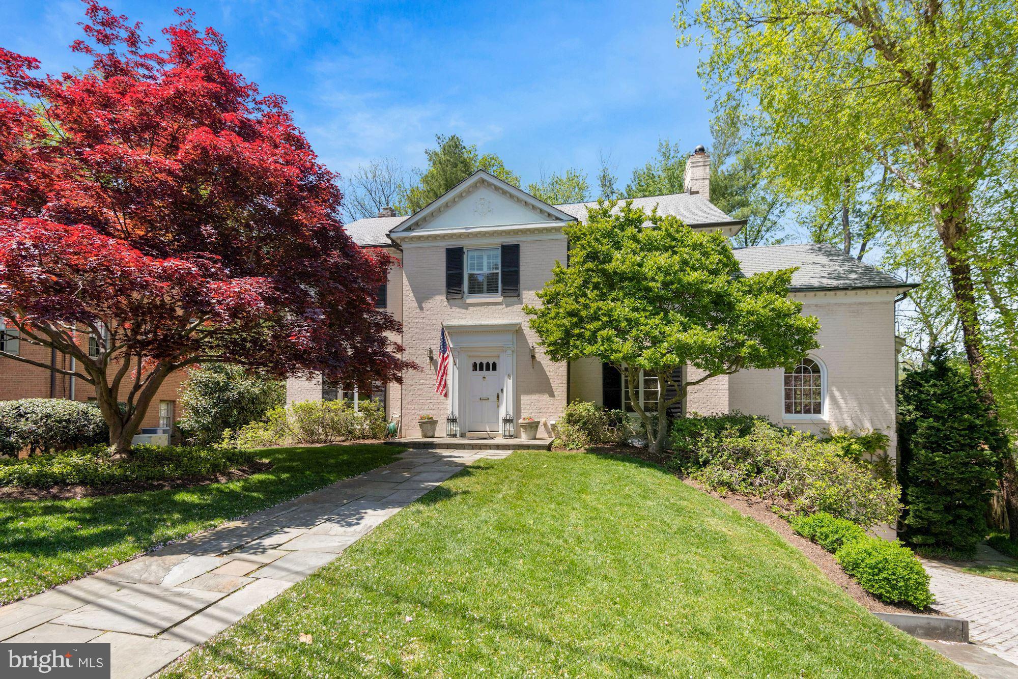 UPDATED PHOTOGRAPHS IN THIS CAPTIVATING , SPARKLING , AND ELEGANT 6 BEDROOM HOME, WITH INVITING HEATED POOL IN PRIVATE SETTING. Nestled Among Mature Trees, this  Exquisite  Georgian is Perfectly Sited on One of Chevy Chase's Coveted Streets. Tucked Away On Delightful Cul-de-Sac, Within a Short Distance to Rock Creek Park, Bethesda, and Downtown Washington, DC, this Delightful Home Boasts Large Bright Rooms On Every Level.  Stately Living Room with Fireplace and French Doors to Deck. Stunning, Curved, Family Room with Palladian Windows, and Fireplace, accessed from Embassy Size Dining Room and Spacious Custom Kitchen. Paneled Library with Built-Ins and Wet Bar.  Primary Bedroom Suite with 5 Additional, Very Large,  Bedrooms on Upper 2 Levels. Walk-Out Lower Level from Huge Recreation Room with Built-In Cabinetry, Fireplace, and French Doors. Impeccable Hardwood Flooring.  Seller's Inspection Report Indicates The Total Finished Square Feet is 5959.
Open House from 1:00 pm to 4:00 pm on May 14, 2022.