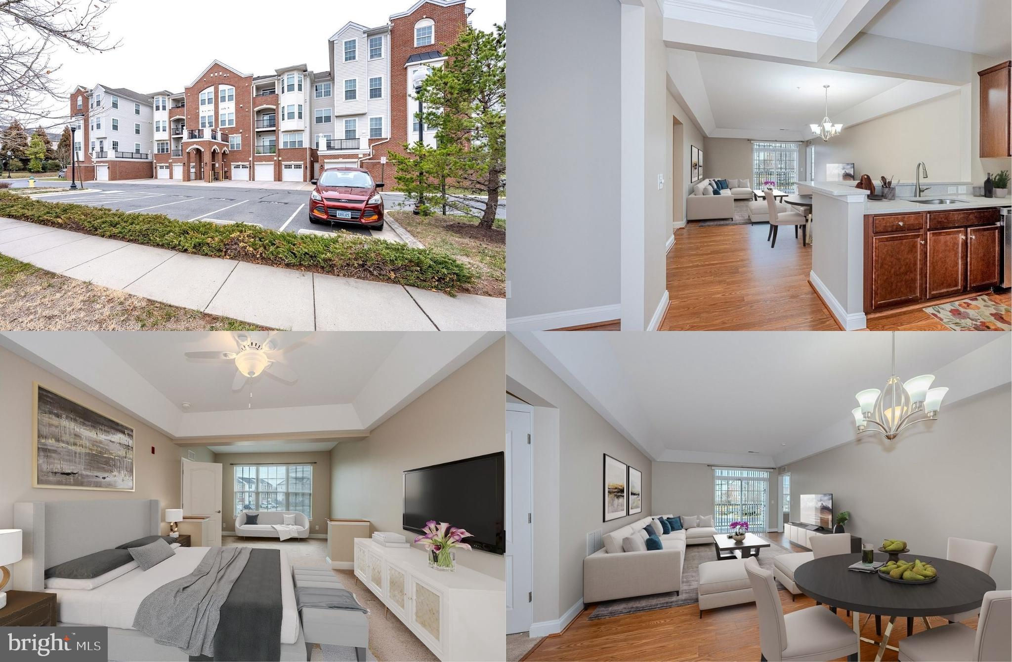 Welcome home to this beautiful 2-bedroom, 2-full-bath condo located in The Gatherings, a sought-after 55+ community in the heart of Manassas. Perfectly situated in the Wellington area of Hastings, this second-level, move-in-ready home offers comfort, convenience, and low-maintenance living. The open floor plan features beautiful and durable LVP flooring throughout the main living areas and plush carpeted bedrooms, each with walk-in closets and its own private en-suite bath—ideal for guests or flexible living. The kitchen is both stylish and functional with nice 42” cabinetry, quartz countertops, a large sink, and like-new Stainless Steel gas range, dishwasher, and refrigerator. The bright living and dining areas flow seamlessly to a private balcony, perfect for morning coffee or relaxing evenings. A bonus den/office provides the perfect space for hobbies or working from home, and the private in-unit laundry includes a washer and dryer that convey. Freshly painted with warm neutral designer paint and vacant, this home is truly move-in ready. The secure building offers a lovely lobby, an elevator, controlled entry, convenient assigned front parking, and a rare detached one-car garage—an added bonus.  Enjoy the community amenities, an elegant and well-appointed clubhouse with a community room, exercise room, outdoor patio with dining area and grill, lush common grounds, a gazebo, and tennis courts.  Enjoy easy, maintenance-free living in a welcoming community close to shopping, dining, charming Old Town, and all that Manassas has to offer! Beginning photos are virtually staged.