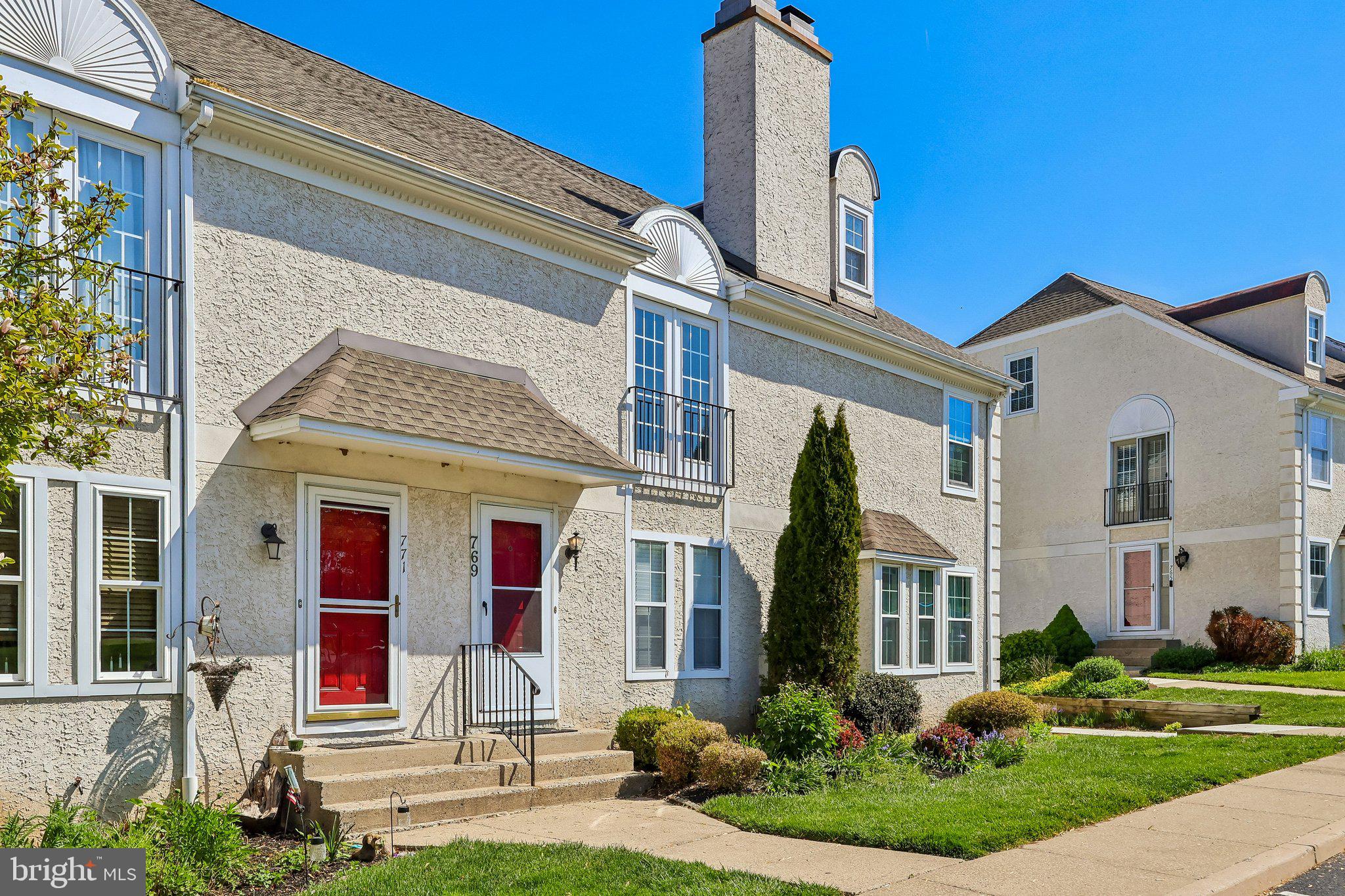Welcome to 769 Bradford Terrace, a 4-bedroom, 3.5-bath townhouse in the Bradford Square community of West Chester. As you enter, you step down into the living room featuring luxury vinyl plank flooring, a fireplace, and a coat closet. The dining area offers a ceiling light and flows into the kitchen, which includes granite countertops, white cabinetry, and a functional layout for everyday living. Just off the kitchen, the breakfast room features a ceiling fan with light and a sliding door leading to the deck, creating a great space for indoor and outdoor dining. A powder room is conveniently located on this level. Upstairs, the primary bedroom includes two closets and a private en-suite bathroom with a single sink vanity and step-in shower. The hallway offers a linen closet, laundry closet, and an additional walk-in closet for storage. A second bedroom and a full hall bathroom with a double sink vanity and tub and shower combination complete this level. The third floor features a loft-style bedroom with carpet flooring, a skylight, two walk-in closets, and a windowed nook, offering flexible use as a bedroom, office, or additional living space. The finished lower level adds even more versatility with a family room that includes two sliding doors leading to the backyard patio, which overlooks a wooded setting. This level also includes a fourth bedroom, a full bathroom with a step-in shower, a walk-in closet, and access to the utility and storage areas. Community pool, tennis court and tot lot and conveniently located near local shopping, grocery stores, restaurants, and just minutes from downtown West Chester, this home offers both comfort and accessibility. Don’t miss the opportunity to make 769 Bradford Terrace your new home.