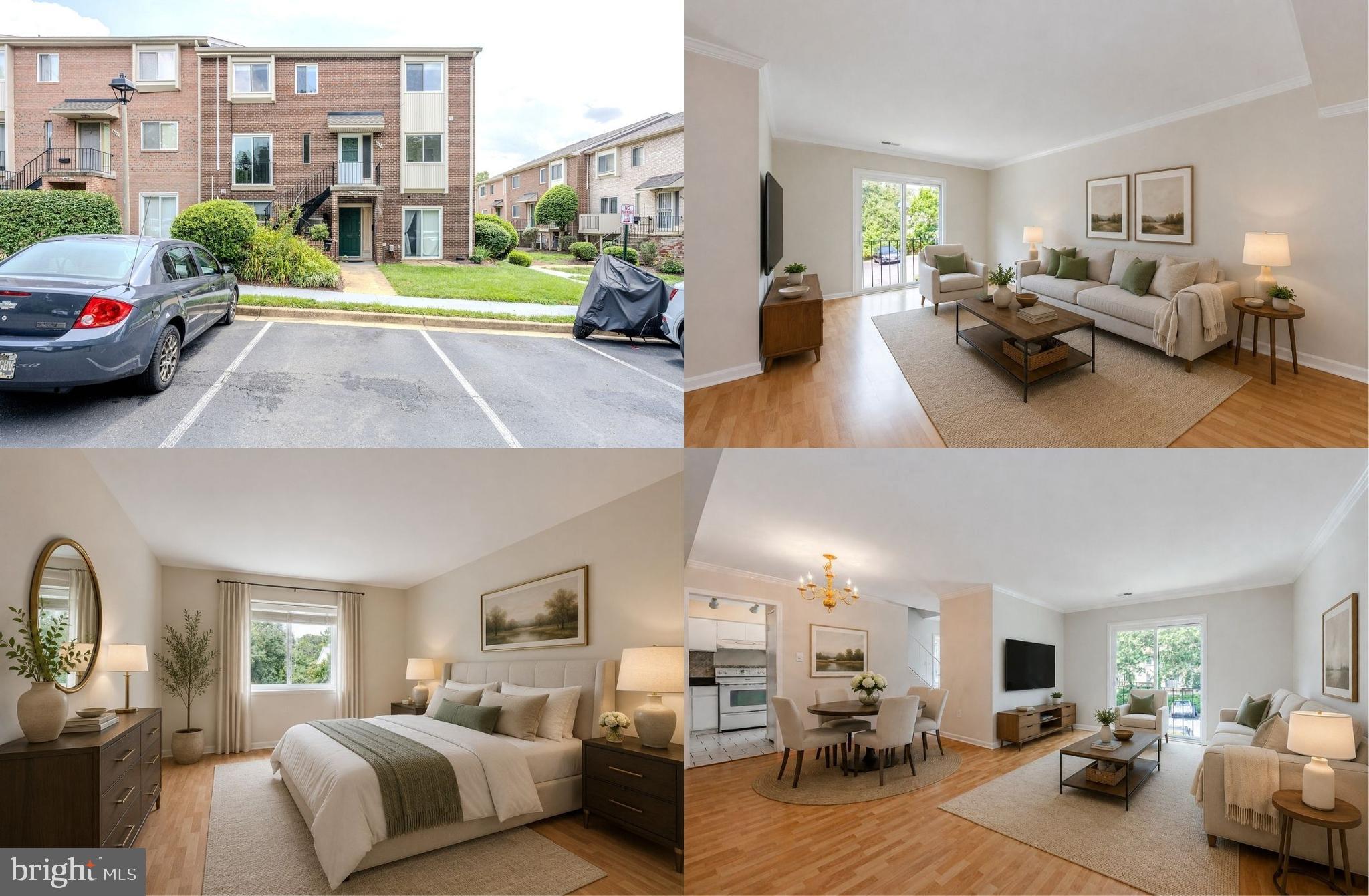 Exceptional value inside the Beltway! This brick end-unit, two-level townhouse-style condo in Terrace Townhouses of Annandale offers 1,400 square feet, three bedrooms and two full bathrooms at an attractive price point. The spacious Model C floor plan features warm laminate wood plank flooring throughout the living area and primary bedroom, tile flooring in the entryway, kitchen, breakfast area and laundry area, custom blinds and a convenient full sized stackable front-loading washer and dryer. A light filled foyer welcomes you and ushers you into the living room where sliding glass doors fill the space with natural light illuminating gleaming plank flooring, soft neutral paint and crisp crown molding. The adjoining dining area is accented by a chandelier, while the open layout is ideal for entertaining and everyday living alike. The kitchen features granite countertops, white cabinetry, quality appliances, and a sun filled breakfast area that is perfect for daily dining. Upstairs the primary suite boasts warm plank flooring and a private updated bath, while two additional bedrooms share the updated hall bath.  Recent improvements include a new dishwasher in 2025, the exterior HVAC unit replaced in 2026 and the interior HVAC unit replaced in 2019. The windows were replaced in 2012, and the condominium association replaced the roof around 2020 or 2021. A countertop microwave and ladder for attic access also convey. One assigned parking space is included, (#228, located directly in front of the unit), and additional unassigned parking is available. Terrace Townhouses offers an outdoor pool, playgrounds and walking and biking paths. Enjoy a convenient Annandale location close to grocery stores, everyday shopping, restaurants and services, with quick access to I-495, Route 236 and Columbia Pike for travel to Washington, D.C., the Pentagon, Tysons and throughout Northern Virginia. With its end-unit setting, generous square footage and three-bedroom layout, this home presents an outstanding opportunity for buyers seeking space, convenience and value inside the Beltway!