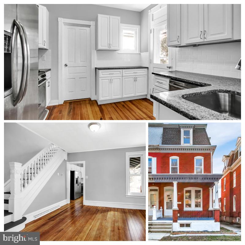 You must see this updated Lower Alsace townhome! The spacious living and dining rooms have been completely painted and the gorgeous original hardwood flooring has been beautifully preserved. The impressive eat-in kitchen has been completely remodeled with new granite counter-tops, a modern white subway tile backsplash, and stainless steel appliances including a new stove, an over-the-stove microwave, dishwasher, and refrigerator. A full bathroom with a tiled stall shower completes this floor. Upstairs on the second floor, you'll find three nicely-sized bedrooms including the master bedroom, all with hardwood floors, and an updated full hallway bathroom with tiled shower and floor. On the third floor, there are two additional bedrooms, also with hardwood floors, one of which is a pass-through, but this space could also be made into a large master suite. Outside you will love the welcoming front and side porches, as well as the fenced backyard and 1-car detached garage with additional 1-car off-street parking. This great home also has economical gas heat! So schedule your showing today, you will not be disappointed!