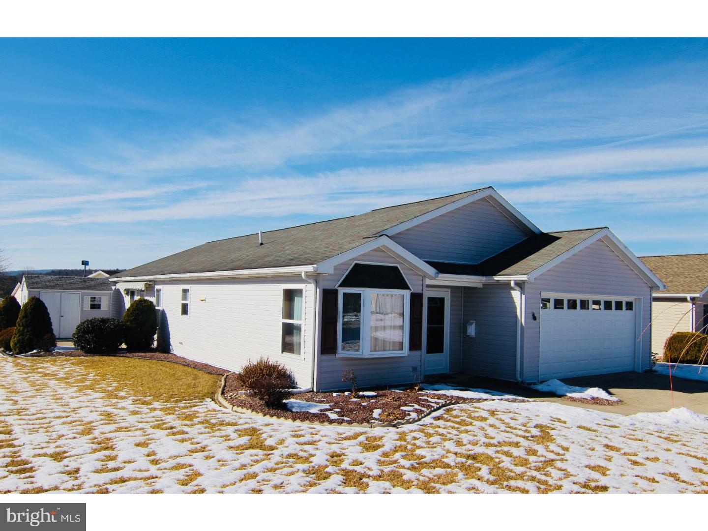 A must-see in this comfortable 55+ country community.  One of the more spacious homes in Swatara Village, this 2BR, 2 full bath has the additional convenience of a two-car garage. The front door opens to a more intimate living room, followed by an open layout encompassing the kitchen, dining room and family room. The owner suite with private full bath is oversized and is outfitted with a large walk-in and two additional closets.  Many recent improvements include a new Trane heat pump/AC with service contract, complete crawl space encapsulation, new water heater, and whole house water filter.  HOA fee includes trash and snow removal, common area maintenance, and access to community center.