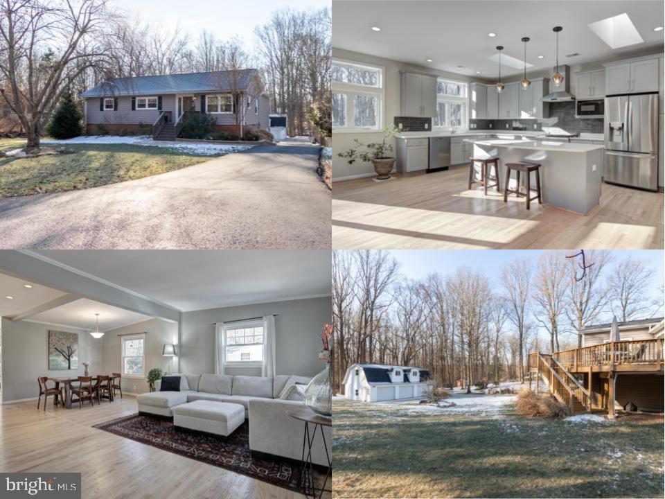 One of THE most impressive customized homes you will ever see ... this home will wow you at hello! Welcome to this gorgeously updated 4-bedroom, 3-bathroom home which, sitting on over a half-acre of land, will endlessly delight upon entry. The open concept floor plan welcomes one home with such a wonderful expanse of space warmed by the gorgeous hardwood flooring beautifully lit by skylights and recessed lighting throughout. Built for entertaining, the living room leads nicely to the dining room, and just beyond a beautiful arched entry by the butler's pantry is the show stopper of a gourmet kitchen of a minimalist and contemporary style featuring stainless steel appliances including a Thermodor range, ventilation system, and a beautiful tiled backsplash. Main level living includes a primary bedroom with its own private floor to ceiling double glass access to the expansive, newly renovated deck. It also includes an impressive spa-inspired primary bath. Two more bedrooms and another updated full bath will comfortably accommodate and completes this level. The recently updated lower level offers yet another space of calm and relaxation anchored by a brick-framed stove fireplace, a fourth bedroom or den or home office space with the third full bath, all freshly painted with updated floors throughout. Enjoy outdoor entertaining on both levels of the spectacular when one can sit back, relax, and enjoy the view of the mature trees and spacious backyard. Plenty of parking in the detached three car garage that offers extra storage space on the upper level. This gem backs to Fairfax County Park Land with a trail in its own backyard that leads less than ½ mile to Accotink Creek Bike Trail. Located conveniently between Arlington Blvd and Little River Turnpike, near 495 for easy commuting. Recent upgrades include (all years are estimates) Roof: 2019, Added dual AC units: 2019, Deck: 2020, Interior paint: 2019-2020, Garage roof: 2017, Washer/Dryer: 2017, Hot water heater: 2017. One will be endlessly amazed at all this home has to offer ... look no further, this is home!