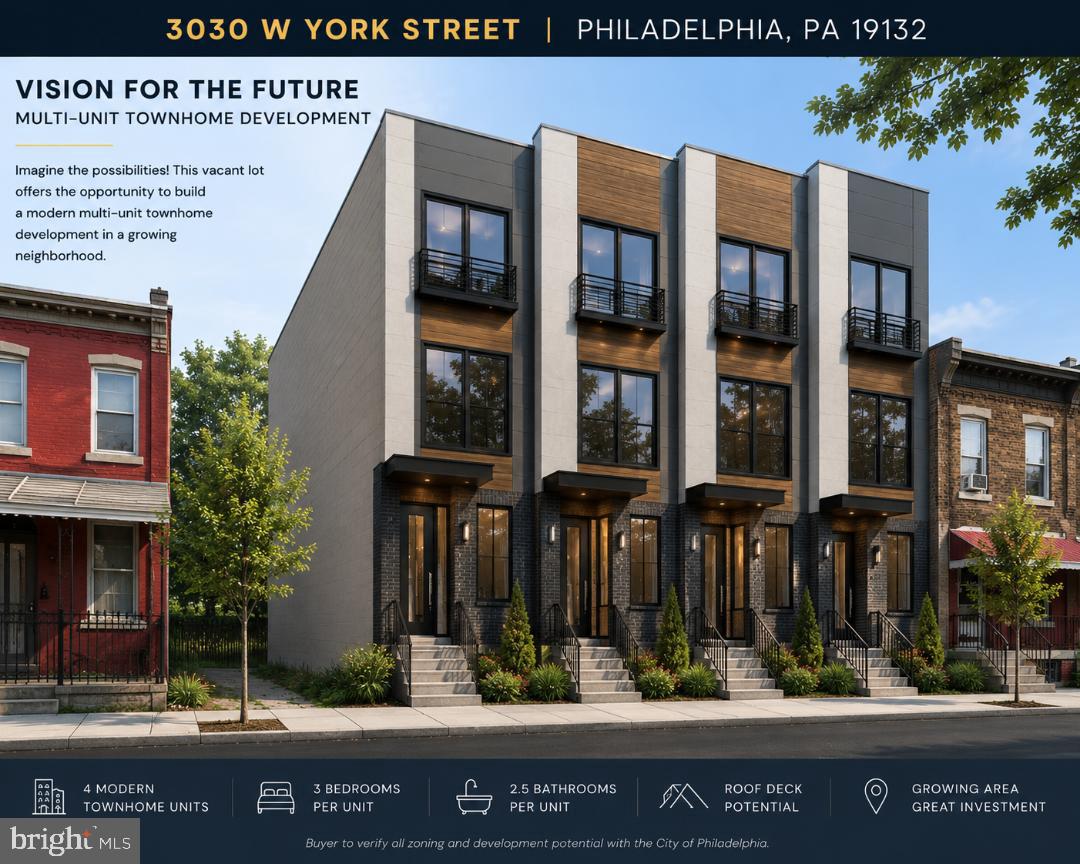 Fantastic opportunity to build on this vacant lot at 3030 W York Street in Philadelphia's rapidly developing Brewerytown/Strawberry Mansion area. Surrounded by new construction and ongoing revitalization, this property offers excellent potential for investors, builders, and developers. Conveniently located near public transportation, parks, major roadways, and Center City Philadelphia. Bring your vision and take advantage of the growth happening throughout the neighborhood. Buyer responsible for conducting all due diligence regarding zoning, permits, and intended use.