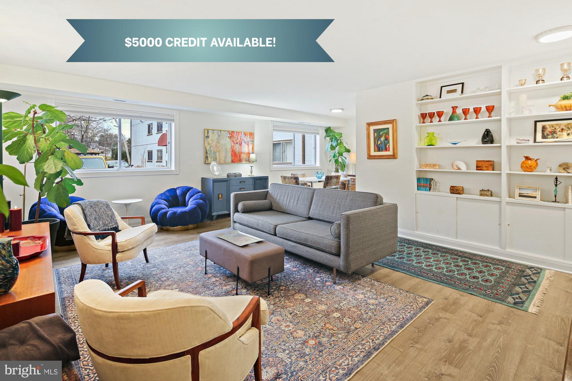 SELLERS ARE OFFERING A $5000 CREDIT TO THE BUYER!

The best value for 3 bedrooms in Kensington—fully remodeled, completely move-in ready, and close to everything this wonderful community has to offer!

This bright and inviting 3 bedroom, 1.5 bath home offers approximately 1,220 square feet of thoughtfully updated living space. The open living and dining area is filled with natural light and enhanced by stylish built-ins and LVP flooring, creating a warm and welcoming atmosphere throughout.

The renovated kitchen is both functional and refined, featuring granite countertops, a gas range, and abundant cabinetry—perfect for everyday living and entertaining alike. Updated bathrooms, generous closet space, gas heat, and central A/C add to the home’s comfort and convenience.

Enjoy true ease of living with this first-level unit—no stairs—along with a reserved parking space right outside, secure building access with video monitoring, a renovated shared laundry just across the hall, a separate storage area, and plenty of additional parking nearby. T

Step outside and experience the best of Kensington living. Just moments away, you’ll find charming parks and playgrounds, vibrant local restaurants, the farmer's market, unique boutiques, and the beloved Antique Row. The MARC train, Metro, and multiple commuter routes—including easy access to the Beltway—make getting around effortless, while nearby shopping destinations like Westfield Wheaton and local grocery stores ensure everyday convenience.

Turnkey, beautifully updated, and perfectly located—this is an exceptional opportunity to enjoy easy living in Kensington!