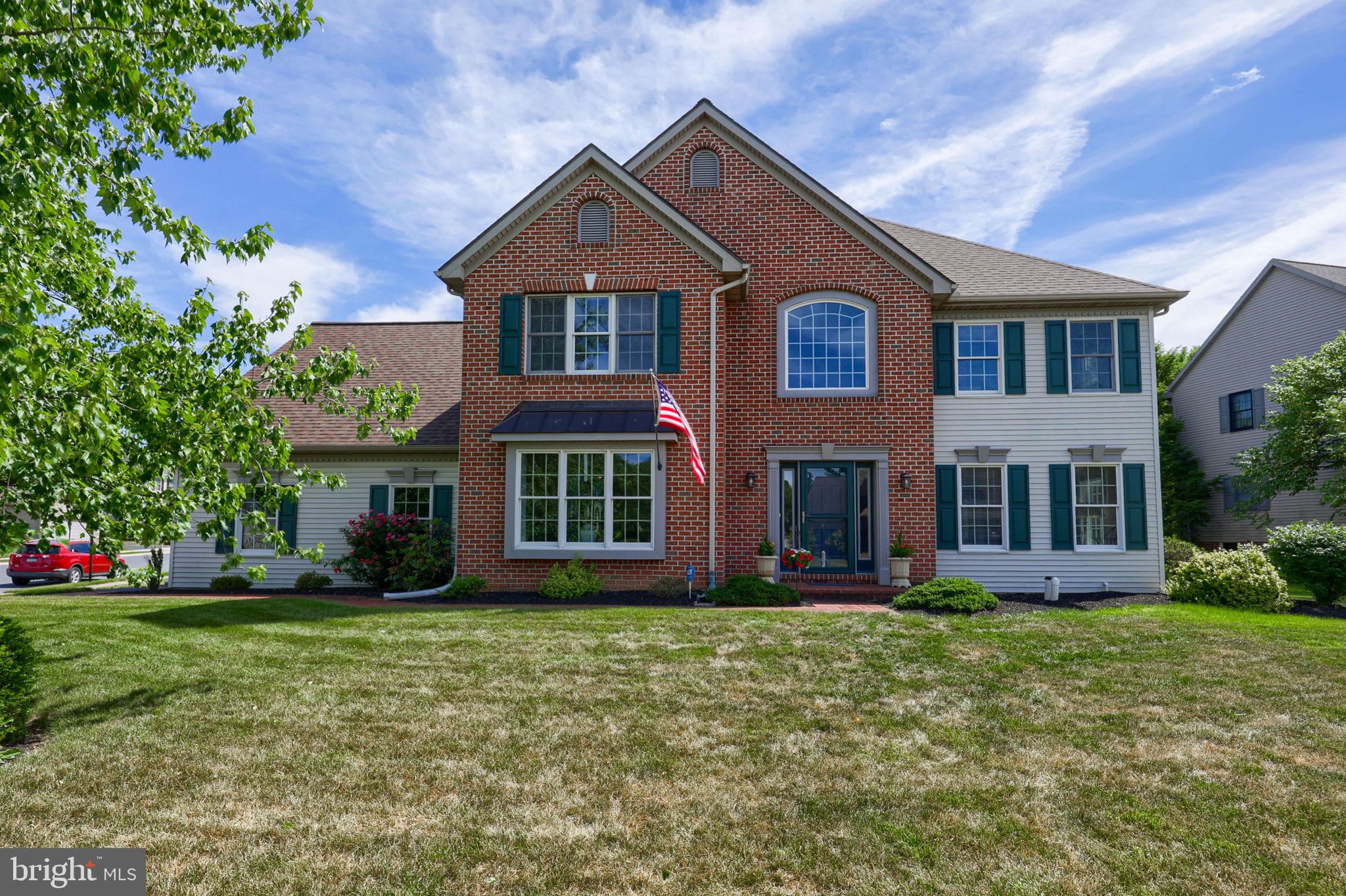 Open House Saturday  June 27 11am-Noon*Brick 2-Story 4 bedrooms, 2.5 baths*Beautiful Landscaped Corner Lot with 4 Bedroom, 2.5 Bath Brick Two-Story*Hardwood flooring*Spacious 1st Floor Family Room with cozy gas fireplace centered on a stone wall with wood mantle* Updated Kitchen with Center Island/Gas cooktop/GE cooktop vent/Granite  countertops/Built in Refrigerator/Oven and Convection Oven/New backsplash/Breakfast area*Formal Dining with box window*First floor Study/Office*Primary Bedroom Suite with large bathroom (separate shower and tub) and walk in closet*Sunny Bright Sunroom *Large deck for entertaining*Brick Front sidewalk*7 year old roof*8 year old gas furnace and central a/c*2 car side entry garage with pulldown steps to attic storage