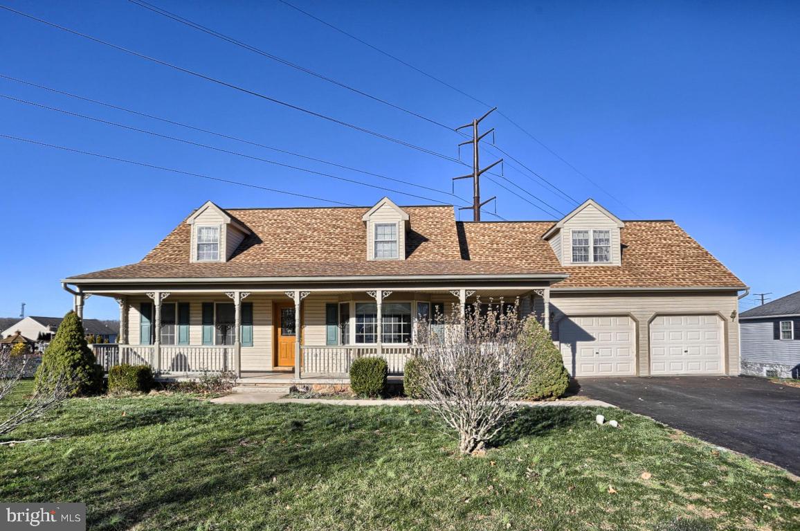 3 bedroom cape cod on 1.70 acres.  Kitchen with dining area and breakfast bar, first floor bedroom and office and second floor loft area.  Partially finished lower level and rear vinyl deck with ceiling fan and shades.  New water heater (2015).