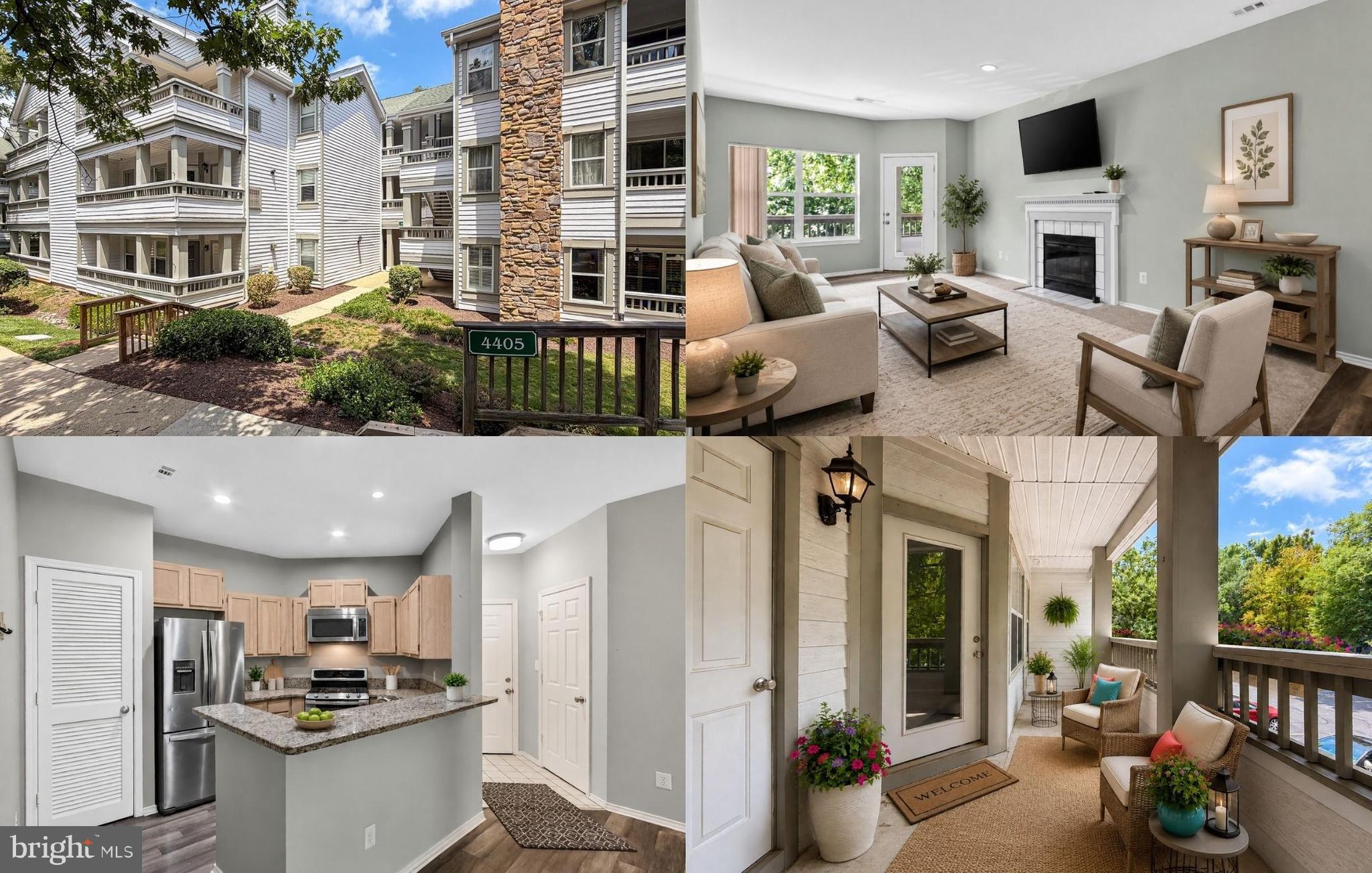Nestled in a prime Fair Lakes location, this beautifully upgraded condo offers 9’ ceilings and 1,038 square feet of light filled living space including 2 private bedrooms each with its own walk-in closet and full bath.  The spacious living area with a wall of windows that fills the space with natural light invites you to relax in front of a cozy gas fireplace or step out the glass door opening to a huge 24x8 covered balcony, perfect for indoor/outdoor entertaining or relaxing at the end of the day. The upgraded open kitchen is sure to please with gleaming granite countertops, a breakfast bar, pantry, and stainless-steel appliances including a gas range with double ovens, built-in microwave, and refrigerator with ice/water dispenser. The primary bedroom features a lighted ceiling fan, walk-in closet, and private bath with a large quartz topped vanity and tub/shower. Located on the opposite side of the condo for privacy, the second bedroom with lighted ceiling fan features a door to the balcony, walk-in closet, and access to the dual entry bath with a quartz topped vanity and tub/shower. An in-unit washer and dryer, large storage closet on the deck, and 2 unassigned parking spaces add convenience. Major updates include new carpet in 2022, new HVAC in 2013, and hot water heater in 2020, adding peace of mind. Take advantage of the top-notch community amenities, including an outdoor pool, lush common grounds, tennis, racquetball, fitness center, playground, clubhouse, lounge, and more. Commuters will appreciate the easy access to I66, Fairfax County Parkway, and Routes 29 and 50. Everyone will enjoy the abundance of diverse shopping, dining and entertainment options Fair Lakes has to offer, including Fair Lakes Shopping Center, just steps away, where all your shopping, dining and everyday needs are right at your fingertips. Beginning photos are virtually staged.