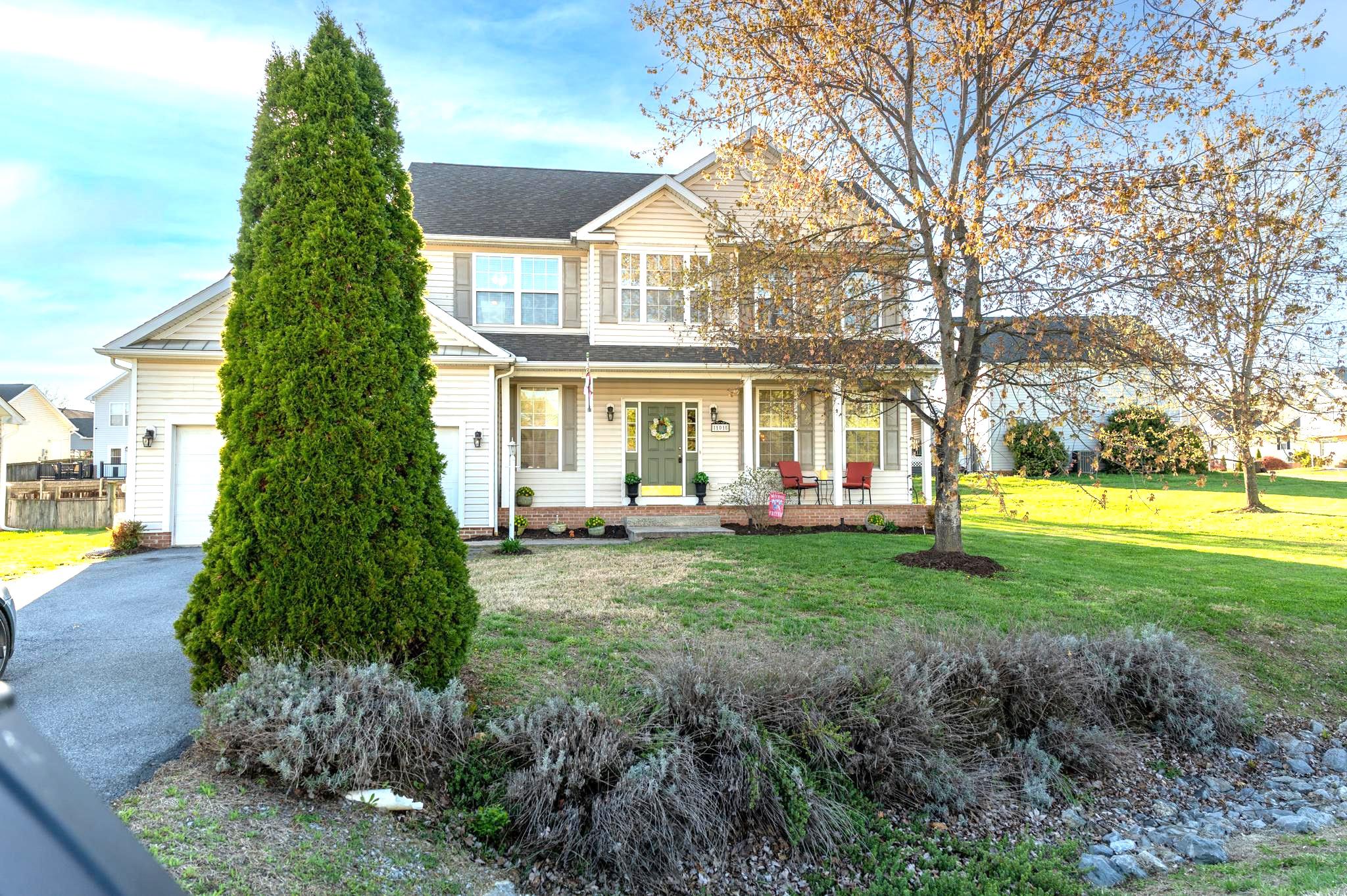 NEW PRICE!!   This beautifully maintained colonial home, formerly a model by Tel Builder, offers upgraded finishes and a thoughtfully designed layout. The popular Evette model features 9-foot ceilings on the main level, along with crown molding and tray ceilings that add architectural interest and elegance.

The main level includes formal living and dining rooms, as well as a spacious family room highlighted by a stone-front gas fireplace, making it perfect for gatherings and entertaining. The gourmet kitchen is well-appointed with a center island, 42-inch cabinetry, and a bright breakfast area that features French doors leading to the rear patio, creating seamless indoor-outdoor living.

Upstairs, the primary suite serves as a true retreat, boasting a double tray ceiling, a walk-in closet, and a luxurious en-suite bath with tile flooring, a walk-in shower, a jetted tub, and dual vanities. Three additional bedrooms offer flexibility for family, guests, or the possibility of a home office.

Additional features include a 400 sq ft garage equipped with a mini-split system, providing comfort and versatility year-round. Conveniently located near Route 11 and I-81, with easy access to the P&G Center, this home combines style, space, and a prime commuter location.