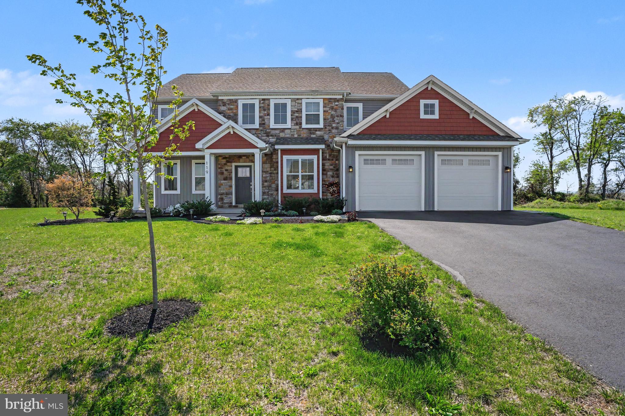 Welcome to 119 Steven Drive, a beautifully crafted custom home built in 2019, perfectly situated on a spacious 0.61-acre lot in one of Mechanicsburg’s most convenient locations. Offering over 2,600 square feet of thoughtfully designed living space, this home blends modern style with everyday functionality.
The main level features an open floor plan ideal for both entertaining and daily living. A bright and inviting family room with a cozy fireplace flows seamlessly into the spacious kitchen, complete with a large center island, ample cabinetry, and a dedicated dining area. A private den/office provides the perfect space for working from home or quiet relaxation.
Upstairs, you’ll find four generously sized bedrooms, two full baths, and the convenience of second-floor laundry. The primary suite is a true retreat, featuring a large bedroom, walk-in closet, and an ensuite bath with a tile shower, soaking tub, and double bowl vanity. Each additional bedroom is thoughtfully connected with Jack-and-Jill bathroom access, offering both privacy and practicality.
The oversized garage is a standout feature, offering a front-entry two-car setup plus an additional tandem bay—perfect for a third vehicle, workshop, or extra storage. A well-designed mudroom off the garage includes built-in cubbies, a powder room, and a walk-in pantry to keep everything organized.
Located just minutes from downtown Mechanicsburg, the Cumberland Valley School District campus, Carlisle Pike, and countless shopping and dining options, this home delivers the perfect combination of space, convenience, and modern living.
Don’t miss your opportunity to make this exceptional property your next home.
