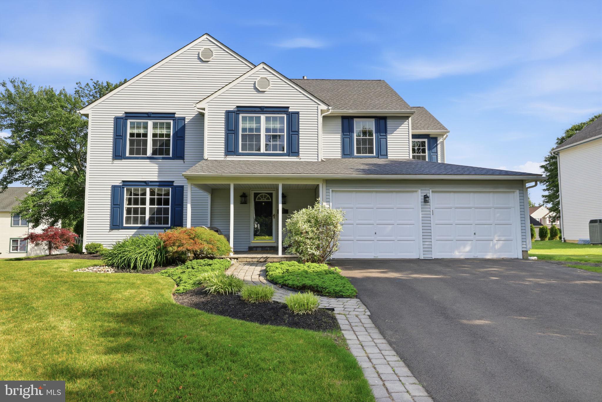 Located in the acclaimed Council Rock School District, this 5-bedroom, 2.5-bath colonial home offers the perfect combination of timeless style and functional living space. From the moment you arrive, the home makes a lasting impression with fresh landscaping, a paver walkway, and a large covered front porch that creates exceptional curb appeal and a welcoming entrance, plus plenty of room to keep your deliveries dry.  Step inside to find hardwood floors flowing throughout the entire first floor, as well as the staircase and second-floor hallway, creating a warm and cohesive feel throughout the main living areas. The inviting family room features a cozy gas fireplace and opens seamlessly to the kitchen, making everyday living and entertaining effortless. A convenient first-floor laundry room with cabinetry adds both functionality and storage. A formal living room, dining room, and powder room complete the main level. The kitchen is both classic and functional with rich cherry cabinetry, granite countertops, a bay window with seating ledge, and ample space for a kitchen table.  Upstairs, all bedrooms feature brand-new carpeting. The spacious primary suite serves as a true retreat with vaulted ceilings, custom trim work, fresh paint, dual closets, and a beautifully refinished en-suite bath. A second gas fireplace adds an extra touch of comfort and luxury. Four additional bedrooms, one currently being used as an office with built-in desk with storage and an additional full bath allow the space needed for large families or those working from home.  Additional highlights include a partially finished basement with newer carpeting, a dedicated exercise room, storage room, plus a 2-car garage equipped with an EV charger. Major updates include a brand-new roof installed in 2025.  Offering flexible living spaces, tasteful updates, and an exceptional location, 50 Copperleaf Drive is a wonderful opportunity to own a move-in ready home in the desirable Kirkland neighborhood of Newtown, conveniently located near the shops and restaurants of Newtown Borough and with easy access to I-295 for commuting to Philadelphia and New Jersey.