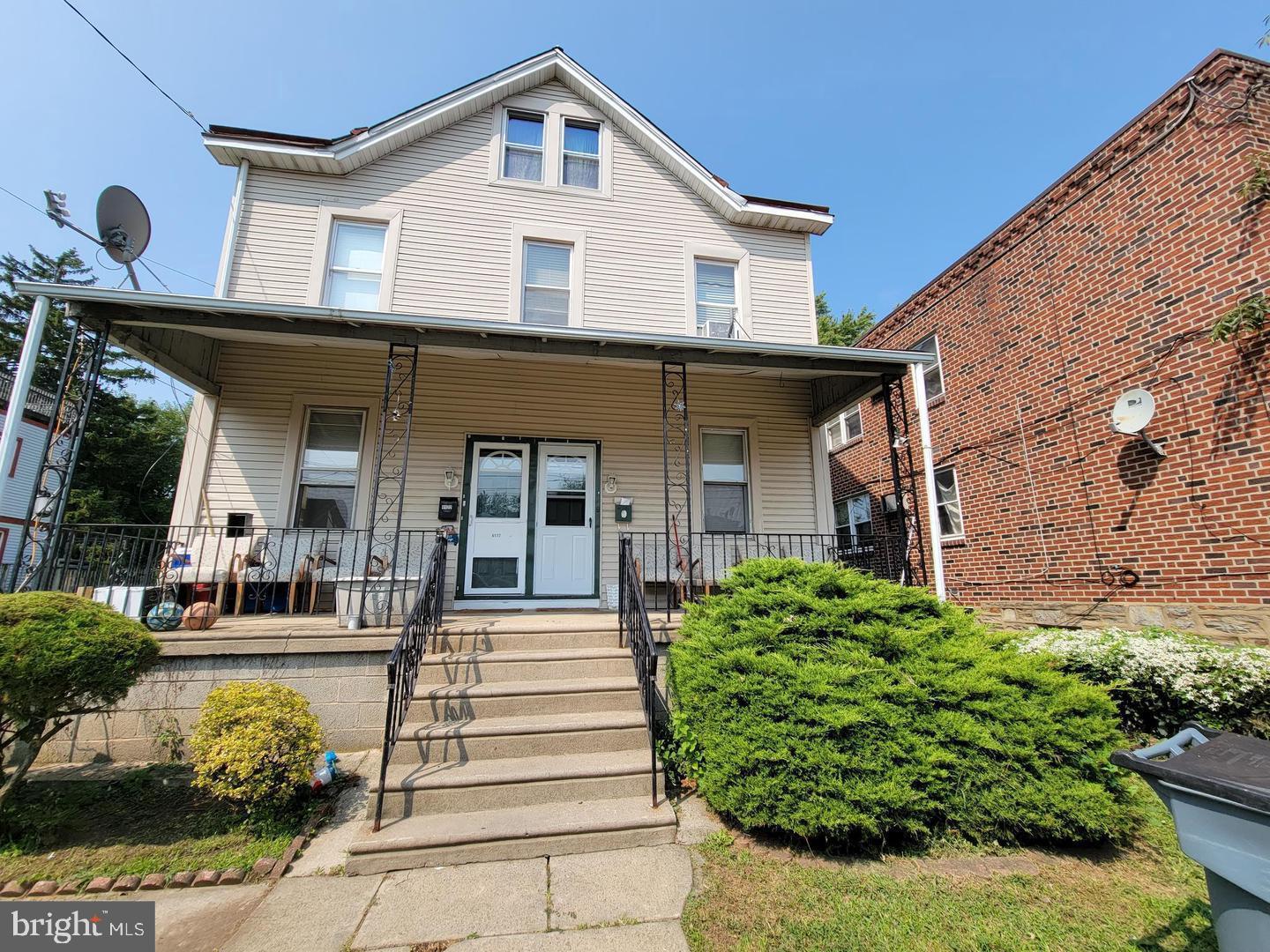 Rarely Offered Single 2+2 Duplex with Open Porch and Huge Rear.  First floor apartment has living room w/ newer flooring, bedroom, ceramic tile bath, additional small bedroom or office, galley style kitchen, breskkfast nook and exit to rear deck landing and huge shared yard. 2nd Floor Apartment has Livingroom, Eat-in Kitchen, Full Bath and Br, 3rd level can be additional BR.  This Single
