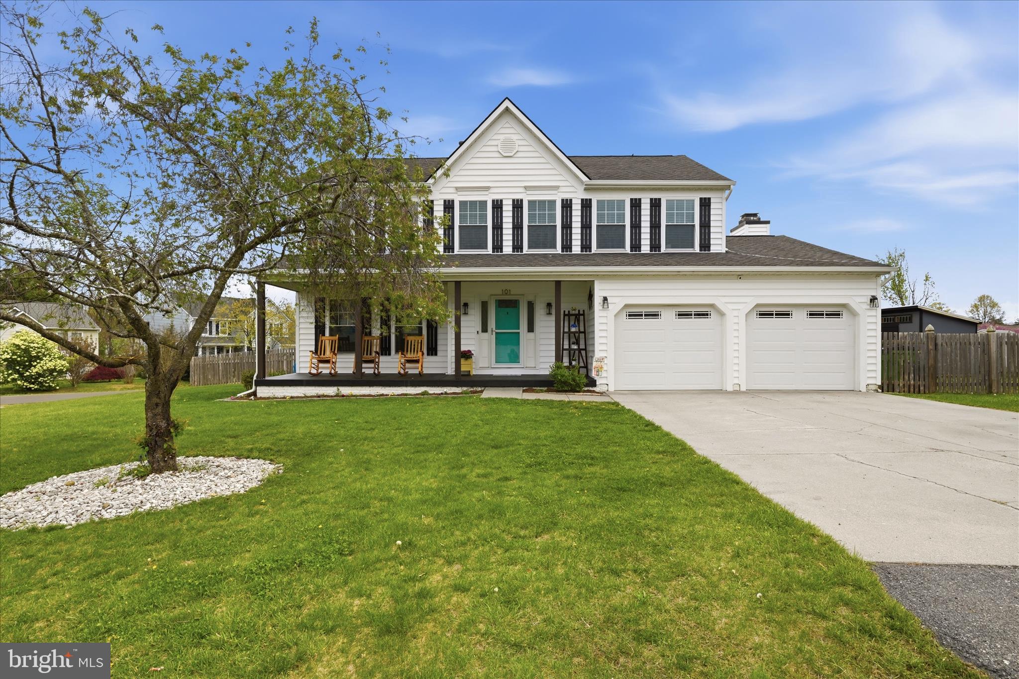 UNDER WITH A KICK OUT _ CAN BE SHOWN   Updated and move-in ready! This spacious 4BR/2.5BA colonial offers over 3,200 total square feet on a prime corner lot with NO HOA.  Major improvements completed in 2024 include a New HVAC system, New vinyl siding, New gutters, New garage doors, New flooring, and updated bathrooms.  The main level features an inviting layout with durable luxury vinyl plank flooring and a convenient half-bath for guests, along with a separate dining room, large family room, and a spacious living room featuring custom built-ins and a modern fireplace.  The upper level includes four oversized bedrooms, all equipped with walk- in  closets. The primary ensuite serves as a private retreat with double sinks, a soaking tub, and a separate stall shower. The walk-out partial finished basement offers a functional layout with plenty of room to expand for a home gym, theater, or fifth bedroom for instant equity.  Outside, enjoy the large front sitting porch or retreat to the fully fenced backyard, which features a rear deck with a pergola. Located in a desirable Stephens City neighborhood with no restrictive fees, this home is close to parks, walking trails, community pools, and all major commuter routes.  ** HVAC 2024 with warranty ** GOVEE Lights on Front