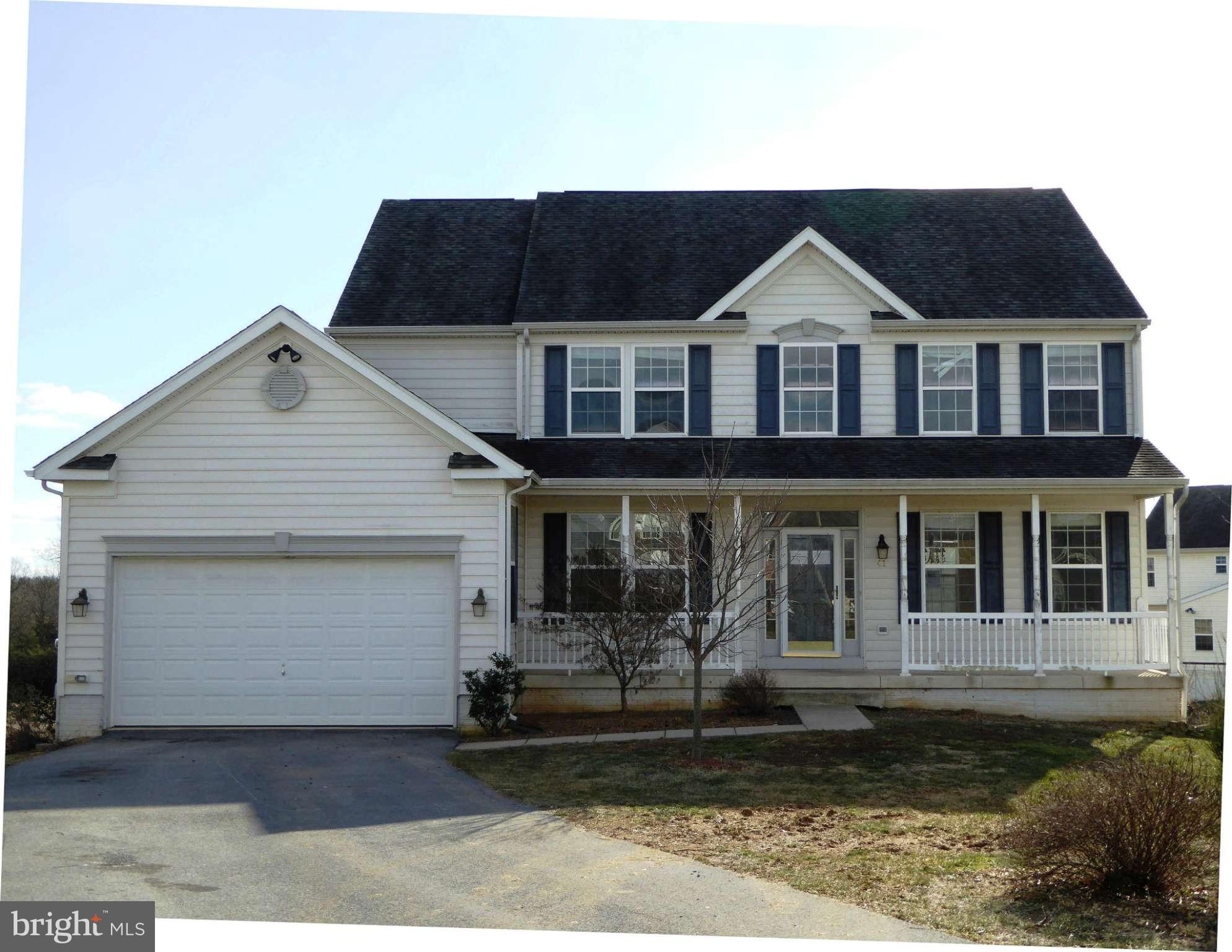 Large colonial, approx. 2978 finished square feet with an additional approx. 1400 square feet unfinished basement and all on half acre lot!  4 spacious bedrooms includes MBR suite with newly remodeled MBA, including shower, tile flooring, toilet, dual sinks and cabinet.  All new carpeting throughout.   Located in cul-de-sac with private back yard.  What a bargain at $78/SF!