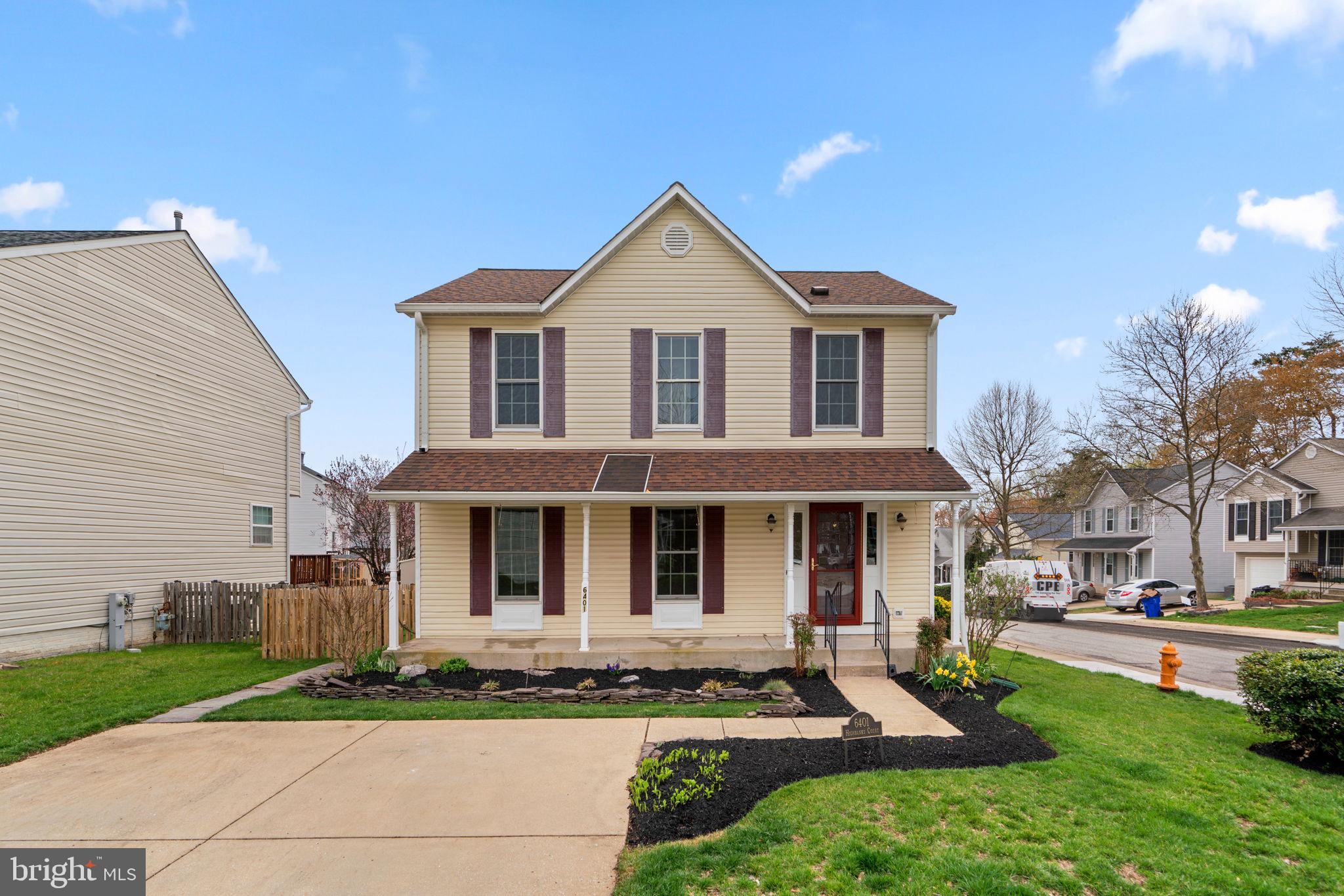 OFFER DEADLINE MONDAY 5:00 PM.  Stunning Colonial residence offering 1,512 square feet, 4 bedrooms, 2 full baths, and 1 half bath on a prime corner lot in peaceful Nottingham Village. A charming front porch, framed by lush landscaping, invites you into the freshly painted interior. Inside, the main level showcases a traditional floor plan with a spacious foyer leading into a generous living room, which flows effortlessly into the formal dining room highlighted by gleaming hardwood floors. The updated eat-in kitchen is designed for both functionality and style, featuring upgraded countertops, a center island, stainless steel appliances, a pantry, and a cozy breakfast nook with sliding glass doors that open to the porch. A convenient powder room completes the main level. Upstairs, you’ll find four generously sized bedrooms with recently installed plush carpeting, along with two full bathrooms. The primary suite offers double closets and a private ensuite bath with a walk-in shower and built-in shelving. The lower-level basement provides a blank canvas ready for your personal touch, with walk-up exterior access and a dedicated laundry area. Step outside to enjoy alfresco dining on the screened porch or relax on the deck, which leads down to a fully fenced yard.