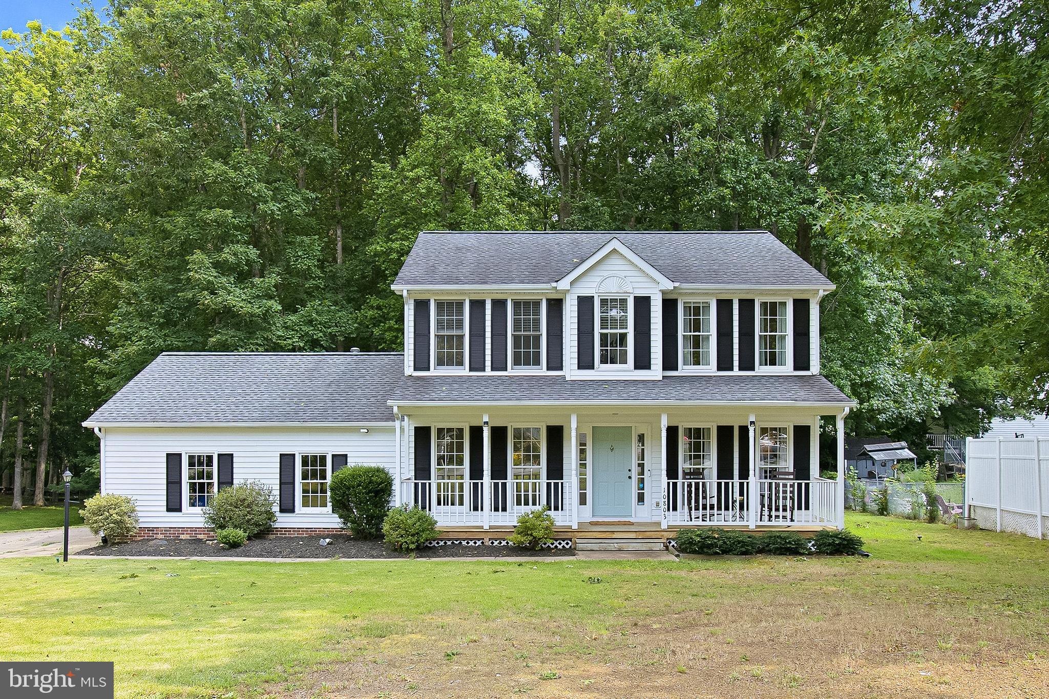 Welcome home to 10803 Seven Oaks Court! This picturesque Holleybrooke home in Spotsylvania County is ready to welcome its next owners! Offering 3BR/2.5BA, this wonderful property checks all of the boxes: covered front porch, side load garage, updated kitchen (counters/cabinets 2021), updated primary BA (2021), updated hall BA (2023), new HVAC system (2020), new water heater (2024), with a sun room backing to trees! On the main level, a formal dining room mirrors a smaller living room/flex space as you enter the home. The updated kitchen blends seamlessly with the den and access to the sun room, laundry, and garage. Upstairs, the primary bedroom is big and flows into an updated primary bathroom and walk-in closet. The two front bedrooms are well sized and share an updated hall bathroom. While the home has traditional charm and a timeless layout, the updates throughout give it a modern vibe that is sure to please. Schedule your showing today!