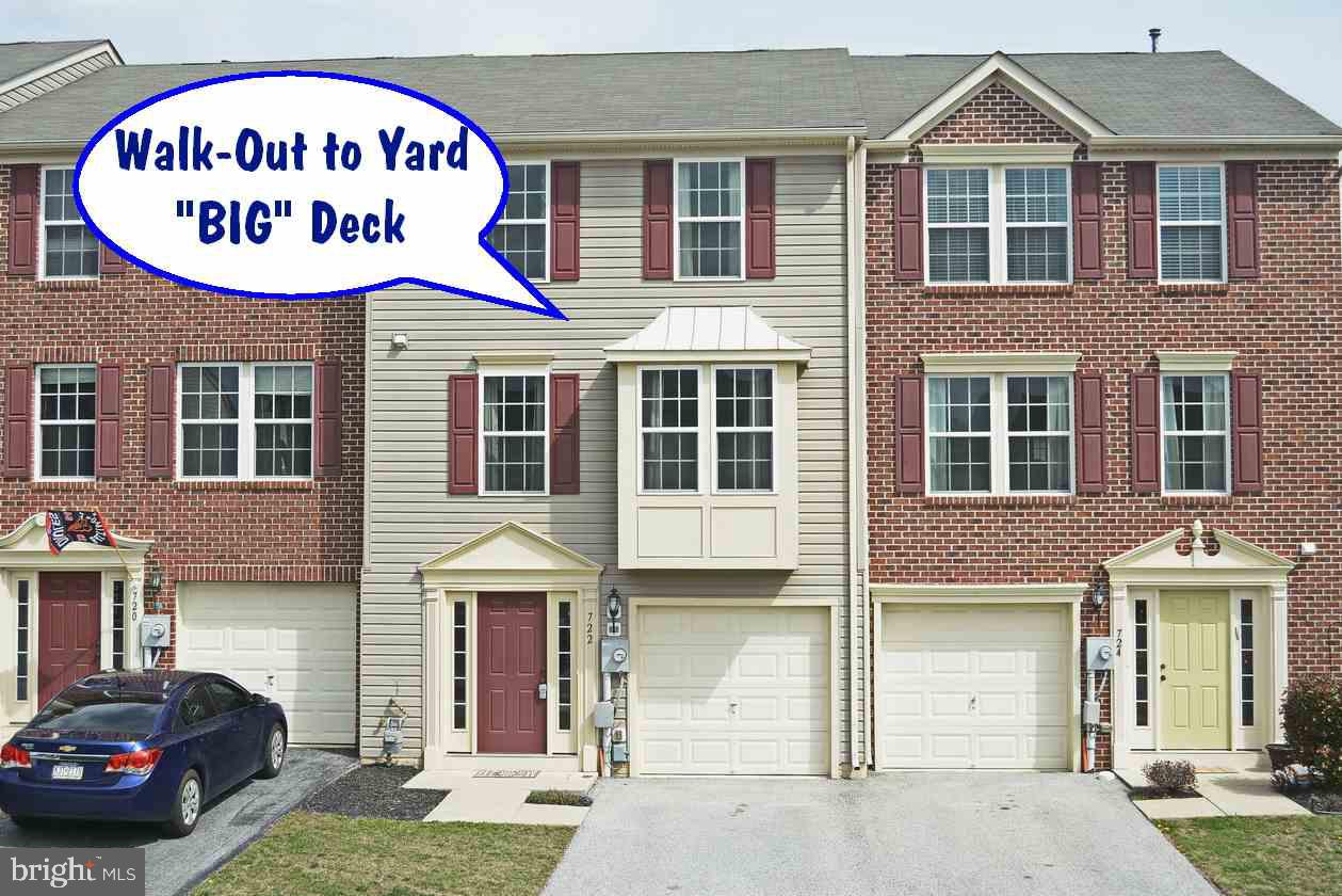 Mint Condition - 3 Level Town Home - Eat IN Kitchen with BIG Deck -   3 BedRooms - Living area with Powder Room - Master Suite with Walk-In Closet & Full Bath - 1st Level Foyer with rough-in for additional 1/2 Bath-   Unfinished space for "REC" room on 1st Level with Walk-Out to Yard- Radon Mitigation is installed - Natural Gas Heat- Easy Access To Schools & Play Grounds