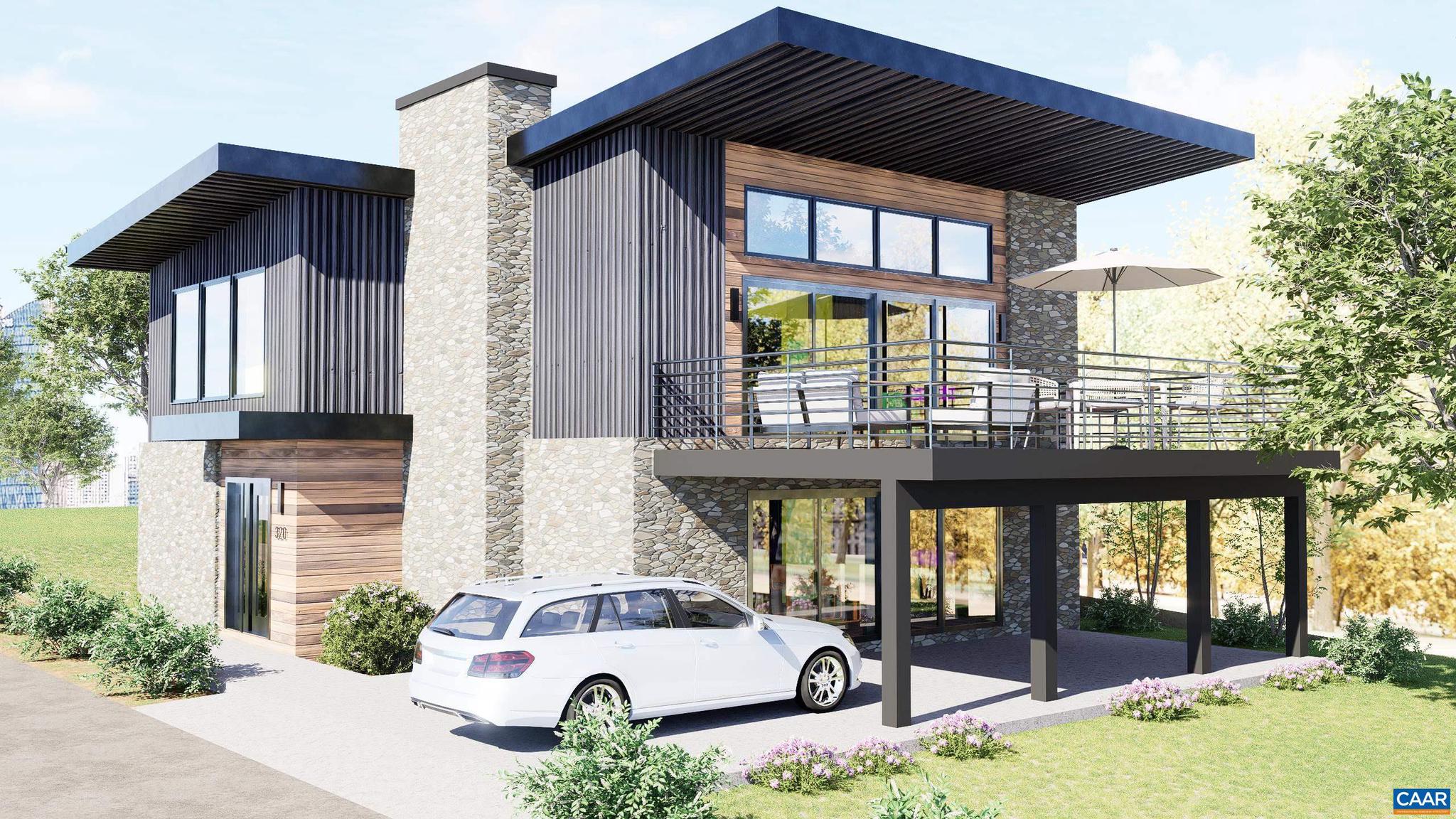 To Be Built: This thoughtfully designed modern city cottage offers rare flexibility in an unbeatable walkable Charlottesville location. Spanning two levels with mirrored layouts, the home features 4 bedrooms and 4 bathrooms, creating exceptional versatility for multi-generational living. Reside in one level while renting the other, or enjoy the full residence as a single-family home.  An open-concept design and expansive glass walls flood the interiors with natural light and create a seamless connection between indoor and outdoor living. Covered outdoor spaces extend the living area year-round, ideal for entertaining or unwinding in a private urban setting.  Stylish, efficient, and highly versatile, this home is perfectly suited for homeowners, investors, or those seeking long-term flexibility, blending modern architecture, smart planning, and city convenience into one compelling offering.,Wood Cabinets,Fireplace in Living Room