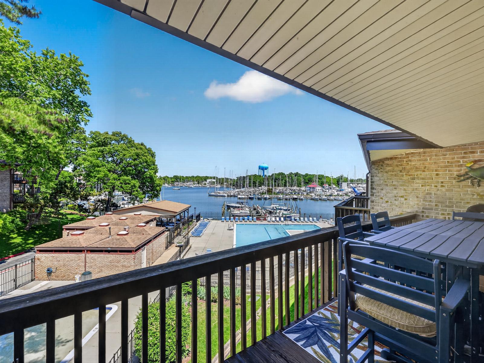 Welcome to easy waterfront living in the heart of Eastport. Rarely available and beautifully renovated, this top-floor 2-bedroom, 2-bath condominium in the sought-after Severn House community offers direct views of Back Creek, turnkey interiors, and effortless access to the Annapolis waterfront lifestyle.

Inside, the residence has been thoughtfully updated with a clean, coastal feel and comfortable, move-in ready finishes throughout. The open-concept living spaces are bright, inviting, and designed for easy everyday living. The kitchen opens to the dining area and living room, creating a comfortable flow for entertaining, gathering, or simply enjoying the sense of space. From the main living area, sliding glass doors lead to a private balcony with direct views over Back Creek, adding a beautiful waterfront backdrop to the home.

The primary suite features an ensuite bathroom and walk-in closet, while the second bedroom offers a gracious closet and utilizes the full hall bath. A washer/dryer combo unit adds everyday convenience.

Severn House is one of Eastport’s most beloved waterfront communities, known for its relaxed atmosphere, mature landscaping, and exceptional amenities. Residents enjoy a waterfront pool with spacious patio and deck areas, an outdoor clubhouse pavilion, kayak, canoe, and paddleboard launch, bike storage, communal laundry, on-site management, and available water taxi access from the dock. 

Please note that pets are not allowed in this community (exception for support animals that are approved). Gas and water are included in the condo fees.

Just minutes from downtown Annapolis, Eastport restaurants, shops, marinas, and local favorites, 774-F Fairview Avenue offers a rare turnkey opportunity in one of Annapolis’ most convenient waterfront communities.

30-foot boat slip being sold separately - reach out for details.