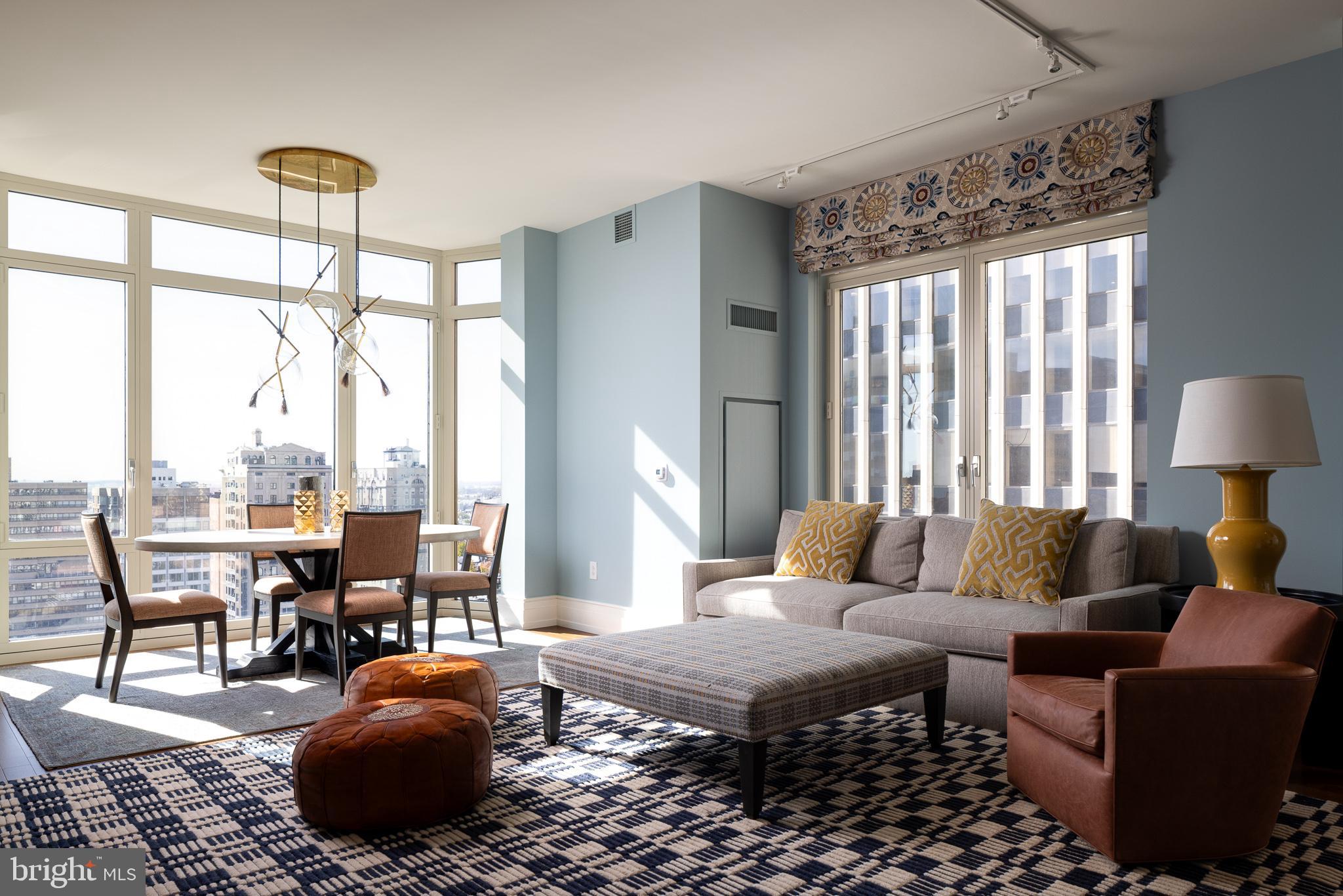 Welcome to 10 Rittenhouse Condominiums.  Set high above Rittenhouse Square, Residence 1804 offers 4,400 square feet of elegant living with four bedrooms, a den/home office,  five bathrooms, and a private balcony overlooking the park.

Distinct from the traditional “04” layouts in the building, this residence features an additional full bedroom suite with a private bath, sitting room, and a private balcony—creating a flexible and highly desirable floor plan unique to this level.

Expansive living and dining areas are framed by floor-to-ceiling windows that capture Rittenhouse Square park views from every window in the residence. The eat-in chef’s kitchen is appointed with custom cabinetry, professional-grade appliances, and a casual dining area with floor to ceiling windows overlooking Rittenhouse Square. A butler’s pantry with a wet bar connects seamlessly to the entertaining spaces.

The primary suite includes dual dressing rooms and two spa-inspired baths with a private home office within the suite that provides a quiet workplace. Two additional ensuite bedrooms offer privacy and comfort for family or guests.

Residents of 10 Rittenhouse enjoy five-star amenities, including a 24-hour concierge and doorman, chauffeur-driven town car, fitness center, indoor pool, and resident lounge. Two parking spaces and a storage locker are included. Pet-friendly building for our furry friends.
