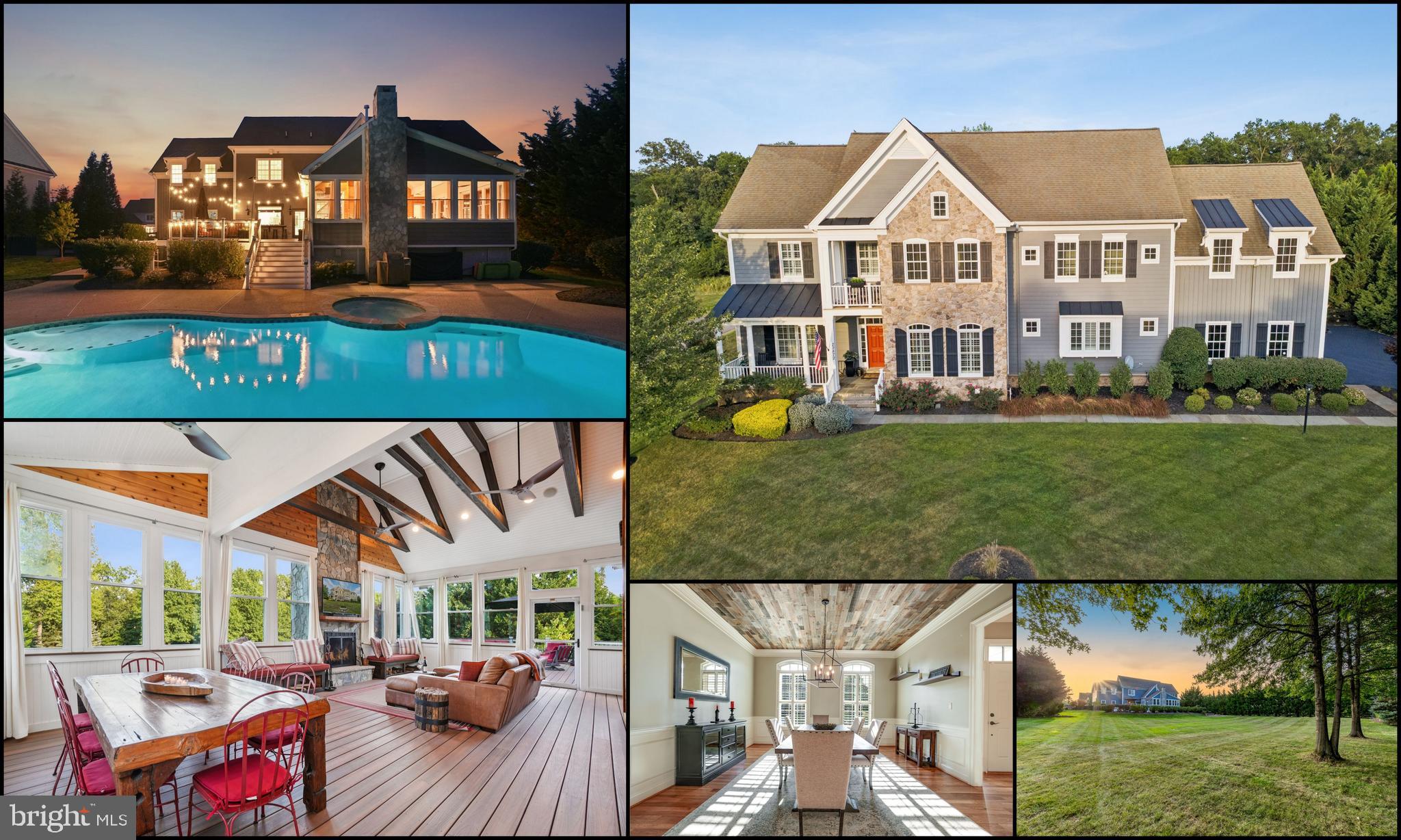 View Video  & Floor Plan Tour! Don’t miss this exquisite former model home by award-winning Kettler Brothers, showcasing over $600,000 in luxury upgrades and unmatched architectural craftsmanship. Nestled on a private 1+ acre lot backing to mature trees, this expansive 7,000+ sq ft estate offers elevated living across three beautifully finished levels. * For those wondering, Gulick Mill Road has been approved for paving.   Just pack and move in, majority of the furniture conveys!!

  Main Level Highlights:
Step into the showstopping enclosed year-round outdoor great room addition, complete with soaring ceilings, exposed beams, a dramatic floor-to-ceiling stone wood-burning fireplace, Sonos speakers, and walls of windows that fill the space with natural light—perfect for entertaining or quiet nights in.
The chef’s kitchen is a dream: KitchenAid 6-burner cooktop, double wall ovens, Dekton countertops, custom cabinetry, and a hand-carved live-edge walnut wood island that steals the show but wait a custom flip out window to the deck, easy access to serve from kitchen or your grill. A spacious breakfast room features a wine fridge, under-cabinet beverage cooler, and additional sink. Thoughtful additions like a custom walk-in pantry and a large mudroom enhance everyday convenience.
Host effortlessly or just relax in the two-story great room with a second stone fireplace, a formal dining room with wood-planked ceiling, and a separate living room and office.  Upper Level: The luxurious primary suite boasts a private sitting room, balcony, spa-like bath with heated floors, soaking tub, dual vanities with LED mirrors, and an oversized dual-head shower. Three additional bedrooms each offer en-suite or Jack & Jill baths with upscale tile and quartz finishes. Lower Level Walkout: Enjoy a daylight lower level with full wet bar, spacious rec room, home gym, and a private guest suite—perfect for hosting.

Outdoor Oasis:
Resort-style living awaits with a custom pool and spa, stone fire pit, bocce ball court, and a deck outfitted with a built-in bar and gas grill, so enjoy those sunny days or night under the stars.
Car lovers will appreciate the finished garage, complete with raised doors, automatic lifts, epoxy floors, and smart openers.  

Prime Location:
Set on a quiet, tree-lined street just minutes from stores, restaurants & shops, Goose Creek Village, Downtown Leesburg, One Loudoun, and major commuter routes including Dulles Greenway, Route 7, Route 28, and Dulles Airport. Nature - enjoy the trails, Goose Creek and Beaverdam ...what else can you ask for... Welcome Home! (see documents for features list & updates)