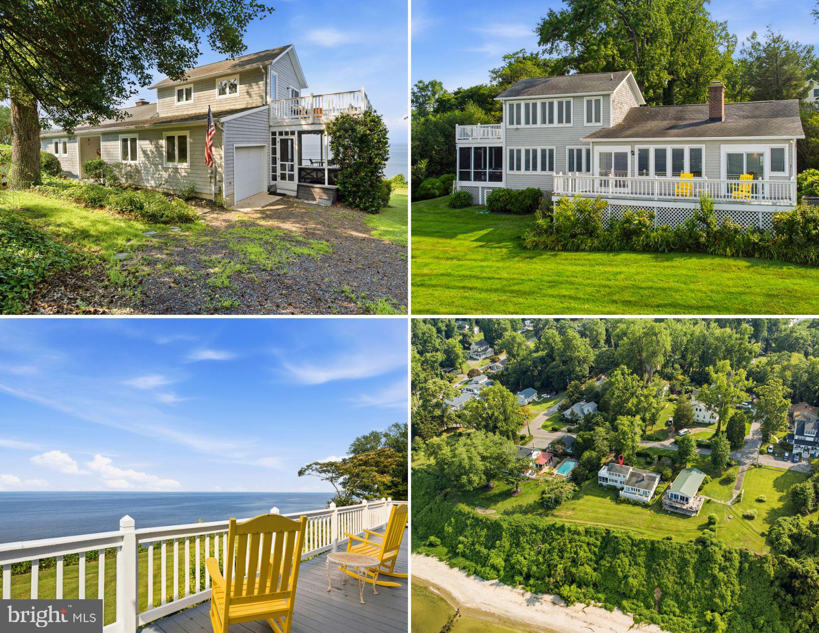 Vacation year-round at this charming Chesapeake Bay waterfront retreat, offering breathtaking panoramic views, walkable private/community-only beach access, and access to the community boat ramp for enjoying life on the water. From the moment you arrive, the curb appeal and landscaping set the tone. Inside, beautiful hardwood flooring flows throughout the home, leading into an open and inviting layout. The living area features a cozy wood-burning fireplace with built-in shelving and opens seamlessly to the dining space, where large windows capture stunning water views. A sliding glass door leads to the expansive rear deck, creating an effortless indoor-outdoor flow for relaxing or entertaining. Just off the family room, the kitchen offers ample cabinet space and recessed lighting. Designed with flexibility in mind, the home offers a spacious primary suite with two closets, a private attached bathroom, and direct access to the rear deck overlooking the Chesapeake Bay. The perfect spot for morning coffee, evening sunsets, or simply taking in the view! An additional spacious bedroom is located nearby with access to a full bathroom, while two more rooms provide options for bedrooms, game rooms, office space, or whatever best suits your needs. One of these rooms, currently used as an entertainment space, opens to a screened-in porch with composite decking, adding even more room to relax and enjoy the setting. A convenient laundry area completes this level. Upstairs, a private loft or second primary-style retreat offers an additional bedroom, spacious walk-in closet, and full bathroom. Step out onto the attached upper-level sun deck for another incredible vantage point overlooking the Chesapeake Bay. With the community beach just a two-minute walk from the front door, this home offers the waterfront lifestyle you have been looking for with space, views, and access to the best of Chesapeake Bay living.