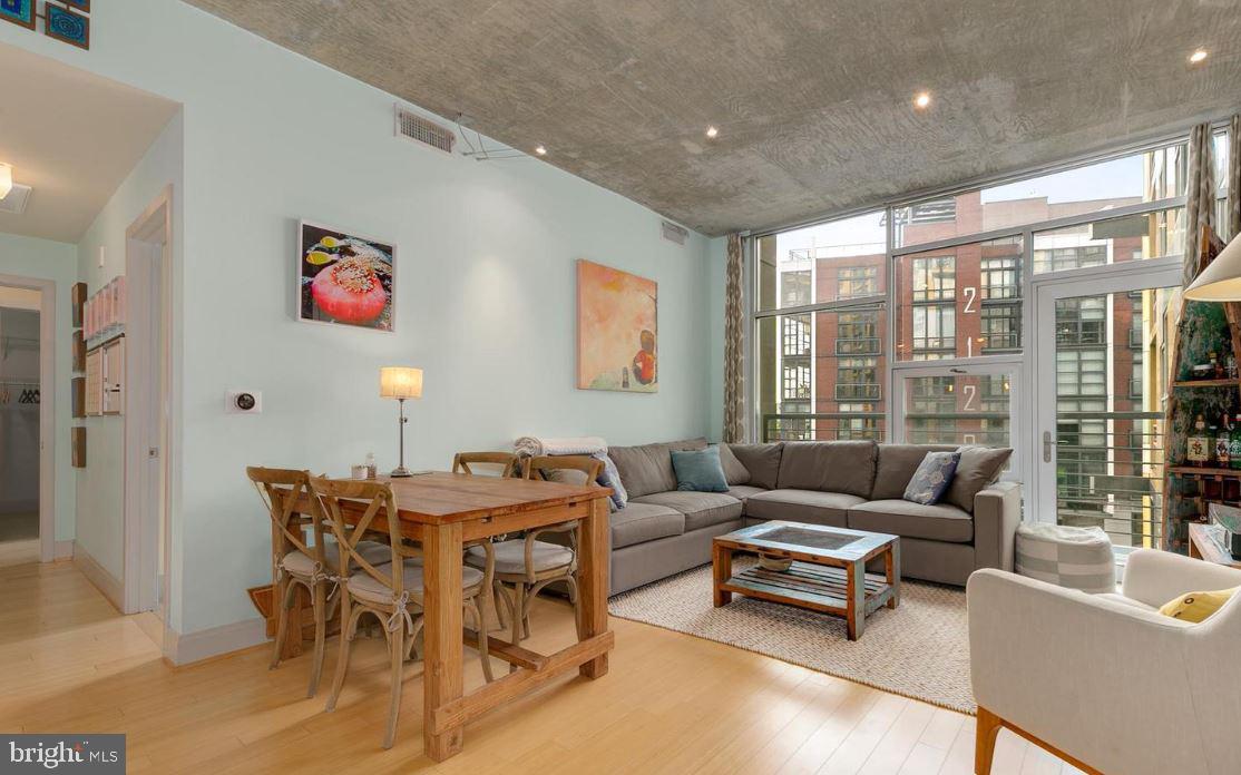 In a location that cannot be beat on U Street Corridor! This unit has an ideal floor plan for both everyday living and entertaining.  Large 2 bedroom, 2 bath condo with parking in highly sought after Shaw/Cardozo. This spacious and modern unit features an open layout with floor to ceiling windows, hardwood floors. Gourmet kitchen boasts new granite counters with breakfast bar seating and stainless steel appliances. Sun-filled master bedroom with walk in closet and en-suite luxury bath. Washer/dryer in unit. The Floridian also offers a rooftop with panoramic views and BBQ grill for those days best spent at home, soaking up the sun and gazing at the city.  WalkScore 98. U Street Metro is moments away for convenient commutes around downtown.