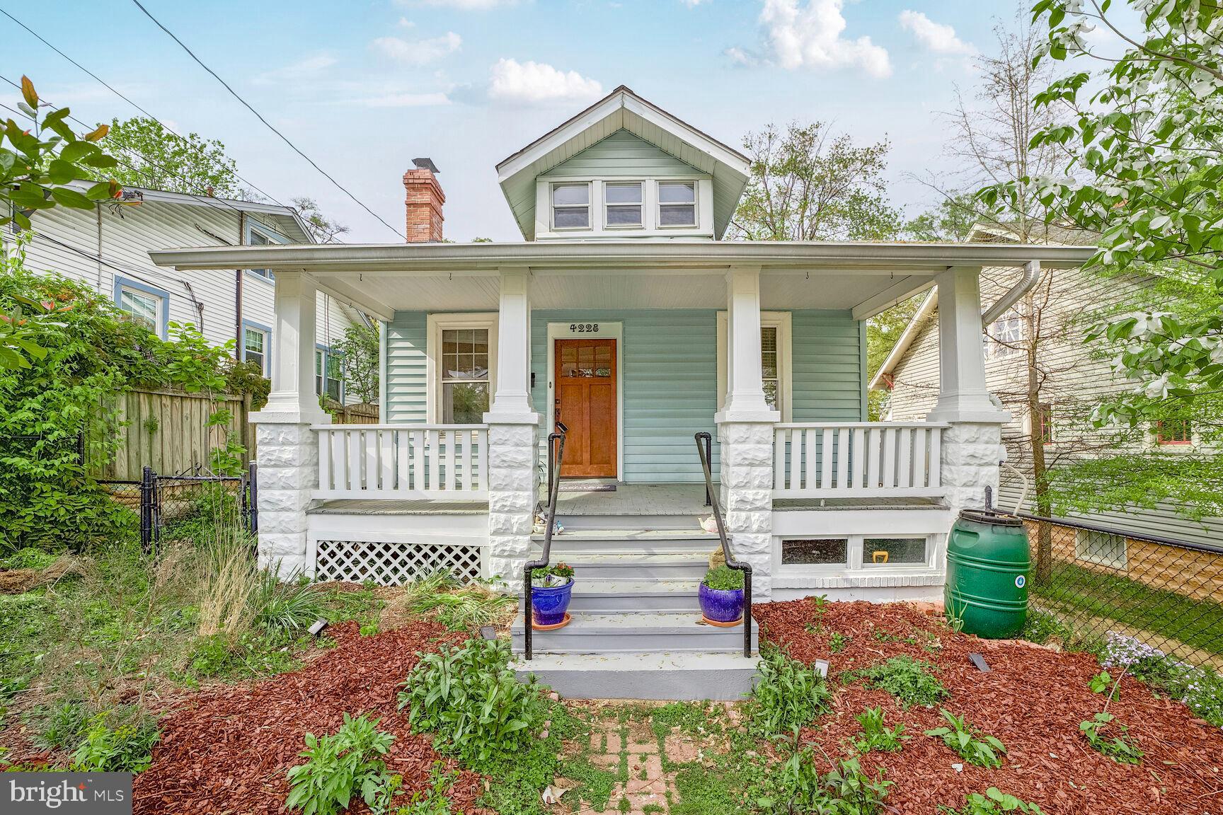 ***Rare 4-bedroom Cape blocks to library, school and minutes to Arts District. Large front porch, enter in to living / dining with 2 bright bedrooms and full shared bath on main. Charming spiral stair to 2nd floor offering additional 2 bedrooms, 1/2 bath and relaxation space. Tin ceiling kitchen with walk in pantry and back mudroom complete the home. The basement level has laundry and full large storage room. Garden style back yard, fully fenced on the sidewalk streets of Ellaville Neighborhood in Hyattsville. Minutes to UMD, Arts district and more! ***Investor opportunity, similar 4 BR sold for 775k, the Sellers would love to sell privately with an extended rentback. Sold as is. *** Photograph has been digitally modified.