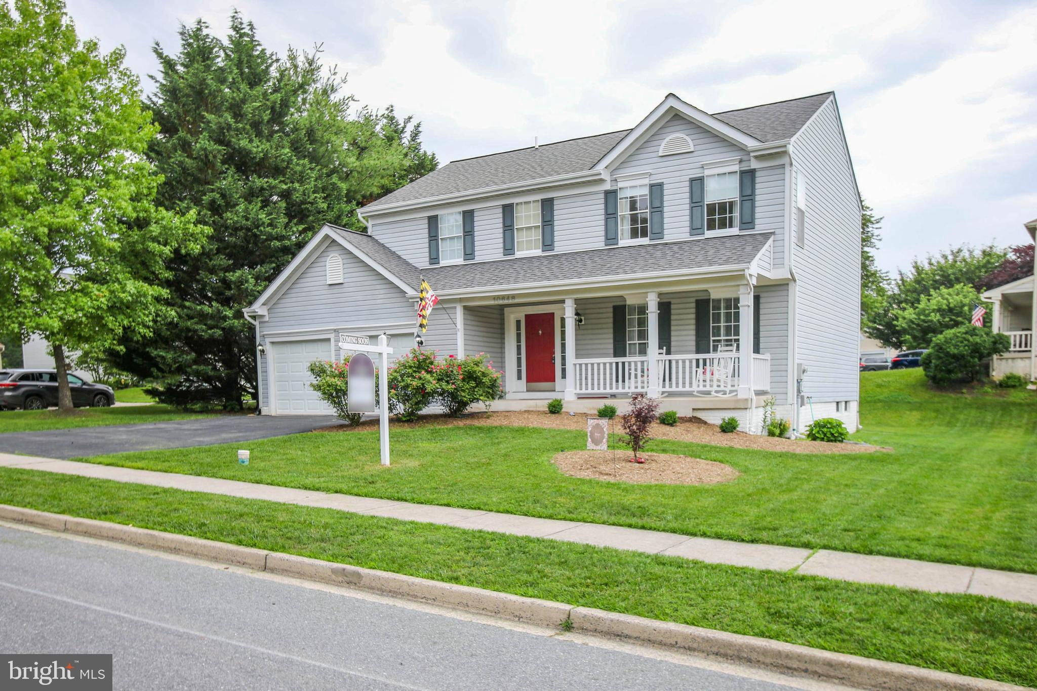 Wonderful colonial  in the Summerfield community on a nicely landscaped corner lot. Relax on the front porch with your morning coffee or evening wine.  Enter to a nice wood floor foyer with room to store coats and shoes.  Living and dining room give you plenty of space to entertain.  Kitchen has stainless appliances,  granite counters and white cabinetry to make it extra bright.  Extra eat-in space adds to the delightful family room.. Upstairs  brings you a large master suite and 3 other nice size bedrooms plus your laundry.  No need to carry  those dirty closed downstairs.  The full unfinished basement with a freshly painted floor gives you lots of space for storage or whatever you can imagine.  Rough-in is ready for an additional bath.  Should be ready for you to see by the end of the week.