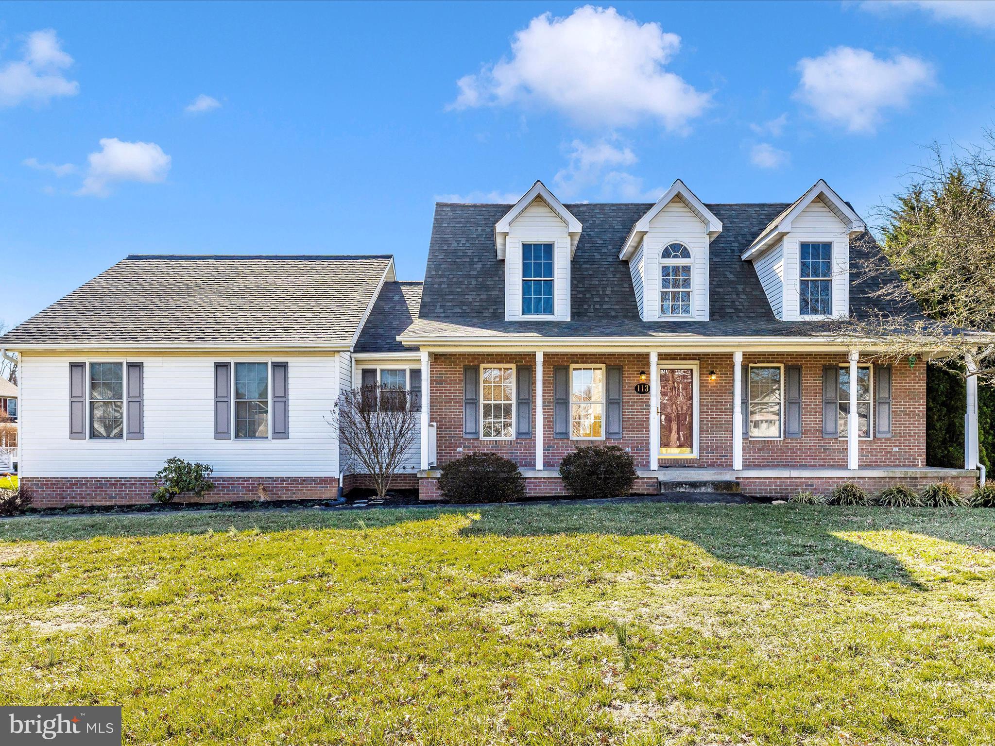 Welcome home to 113 Bennett Dr, a  3-bedroom, 3.5-bath Cape Cod in the sought after Bennett Estates neighborhood of Thurmont! This home features main level living with the special layout only a Cape Cod offers with thoughtful features throughout. Step inside to find hardwood floors that flow through the main level and brand new carpet. The spacious main-level primary suite features ample closet space and a private ensuite bath. The inviting living spaces include a bright and airy living room , a well-appointed kitchen with updated appliances and a separate dining area that opens to the bi-level deck, perfect for outdoor entertaining. Upstairs, you'll find two additional spacious bedrooms and a full bath, providing plenty of room for family or guests. The finished lower level offers a fantastic rec room, a full bath, and additional storage. One of the standout features of this property is the oversized 3-car garage, complete with a full attic storage area above. The fully fenced backyard offers a bi-level deck for entertaining. Roof replaced in 2023!  Don't miss out on this opportunity.