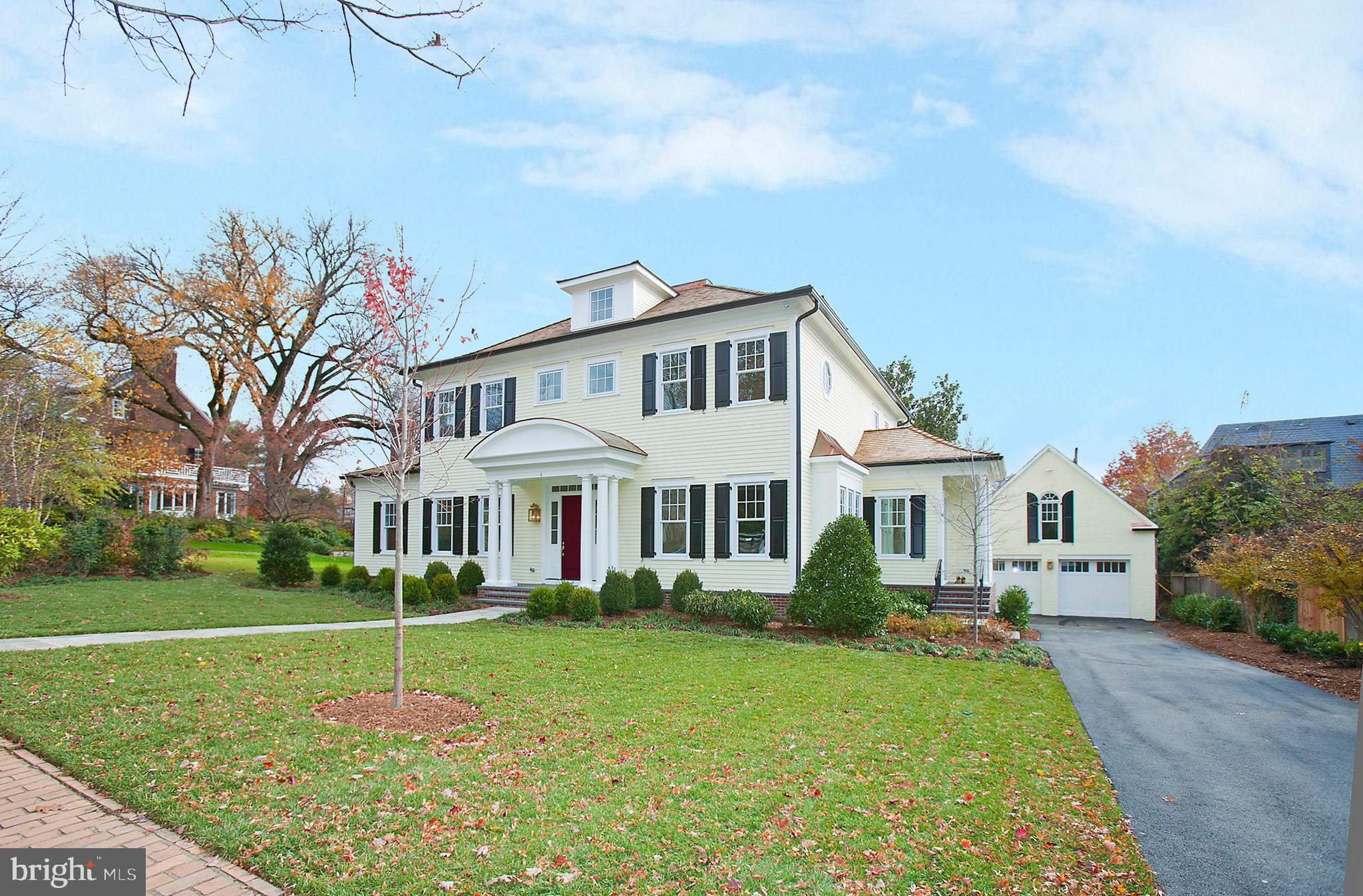 Truly gorgeous home, PERFECT blend of classic architecture with open floorplan in the back, great attention to detail.  High ceilings, gracious room sizes, wood moldings, top materials used throughout.  Center hall colonial in the front with nice size dining room and double living room. Gourmet kitchen with large family room with fireplace are in the back off an enclosed deck and garden, large side yard.  Detached 2 car garage with huge upstairs storage space. Best location in Chevy Chase Village on classic flat block.  Basement is enormous 20 x 40 foot room featuring high ceilings, big entertainment room for TV plus more, lovely guest room and bath laundry, auxiliary room, workout room. Lovely decor done by top decorator Marika Meyer
