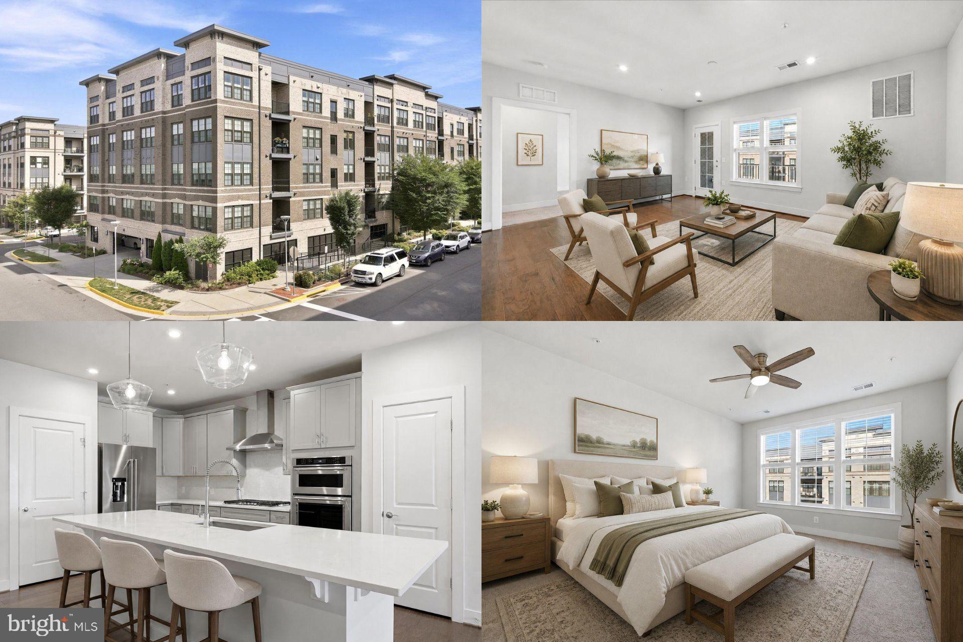 Welcome to this like-new luxury elevator condo at Arrowbrook, where modern design, flexible living, and everyday convenience come together in one of Herndon’s most connected locations. This Finn Model is the largest floor plan currently available in the building, offering approximately 1,515 square feet of thoughtfully designed single-level living with two bedrooms, two full bathrooms, and a versatile den that adapts to your lifestyle as a home office, reading room, fitness space, or creative studio. Step inside to discover an open-concept layout filled with natural light from large windows throughout the home. The kitchen, dining, and living areas flow seamlessly together, creating a comfortable space for everyday routines and effortless entertaining. The gourmet kitchen features the builder’s premium upgrade package with quartz countertops, a large center island with seating, KitchenAid stainless steel appliances, a new French door refrigerator, and a stainless steel hood vented to the exterior. The spacious primary suite offers a private retreat with a walk-in closet and a well-appointed bath featuring dual vanities and a glass-enclosed shower with dual shower heads. The second bedroom also includes a walk-in closet, providing additional comfort and storage. Thoughtful details throughout the home include wide-plank flooring, custom window treatments, a dedicated laundry room with washer and dryer, ample storage, a covered balcony, and a dedicated two-car tandem garage parking space below the building with an electric vehicle charger. Life at MetroPark at Arrowbrook extends beyond your front door with community amenities including a playground, tot lot, dog park, basketball and tennis courts, and walking trail access to the Metro. Located just minutes from the Innovation Center Metro Station, Dulles International Airport, Reston Town Center, shopping, dining, and major commuter routes, this home offers convenient access to the places that matter most. For buyers seeking a move-in ready condo with modern finishes, flexible living space, low-maintenance convenience, and a highly connected Herndon location, this residence offers an opportunity to enjoy a lifestyle designed around comfort and ease. Schedule your private showing today. Photos may be virtually staged