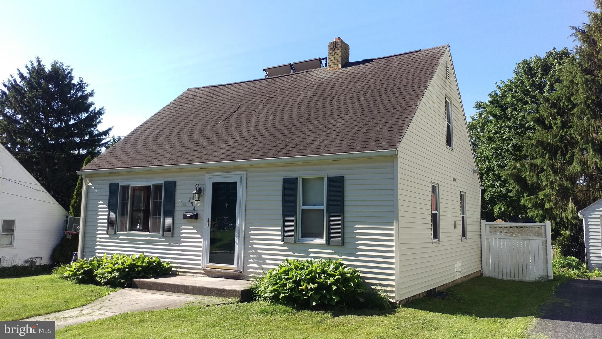 With just a little tender loving care, this 3 bedroom-2 Bath Cape Cod will be a perfect home to raise a family.  Remodeled kitchen 2013 has gas stove and stainless steel appliances.  Solid surface countertops, under mount sink and beautiful wood cabinets. Formal dining room with ceramic tile floors. MBR on first floor with access to bath. Relax on the covered rear porch and watch the family fun in the above ground pool and fenced yard with play gym.  Plenty of storage in the large shed and the detached 2 car garage.  Roof was replaced in 2007 and new gas furnance in 2006.  Let your imagination go and feel the possibilities.