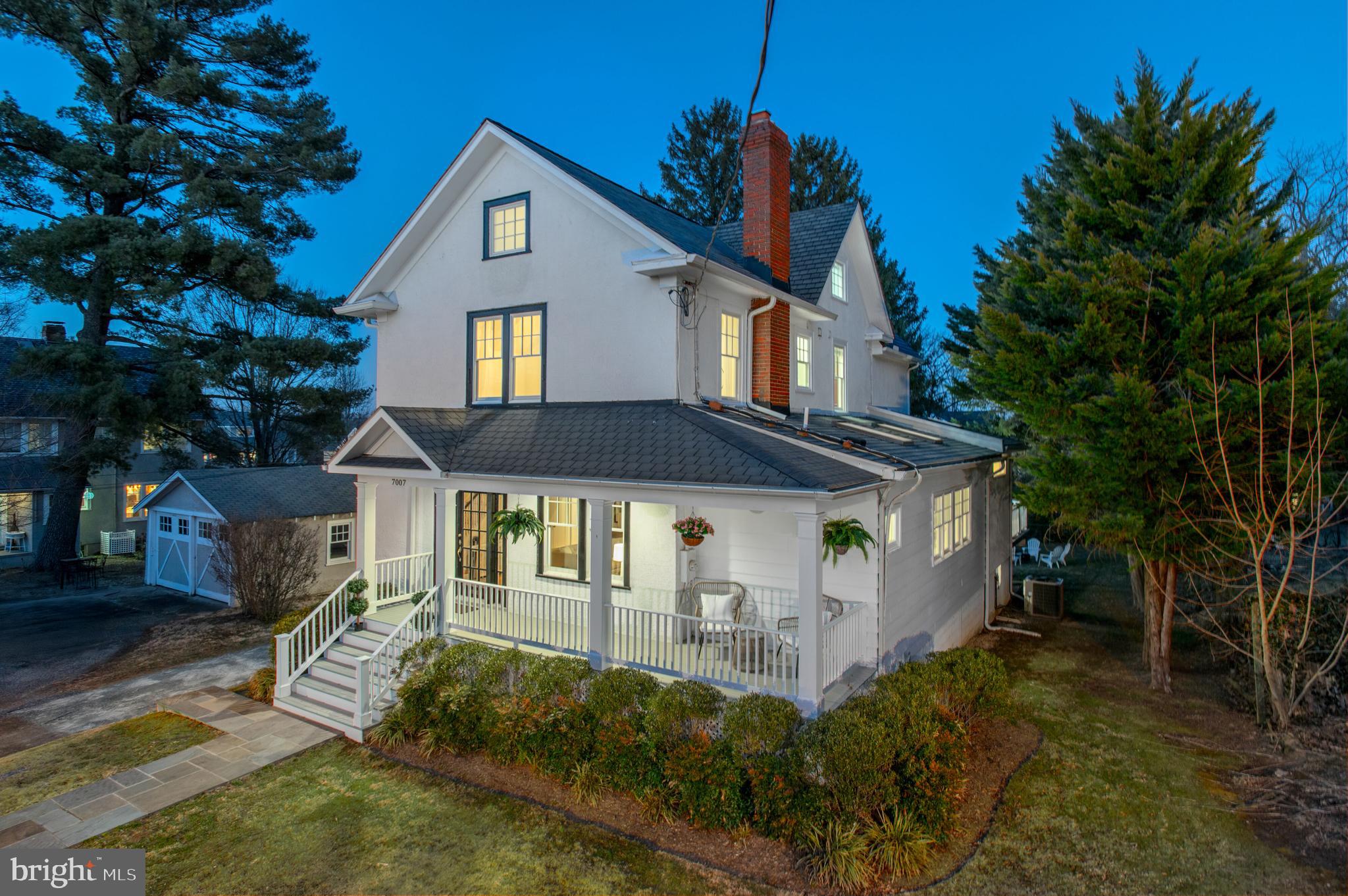 Located in the heart of section three in Chevy Chase, this expanded and updated 5-bedroom, 5-bathroom home sits beautifully on a generous 8,700-SF flat lot with a detached 2-car garage. The welcoming front porch and back deck extend the warmth and elegance of the sun-drenched interior with hardwood floors and oversized, new Anderson windows throughout. The home offers over 3,500 square feet of inviting modern day living space and features a spacious floor plan that creates a seamless flow ideal for both entertaining and everyday living.

The formal living room features a wood-burning fireplace with a beautiful brick mantel that opens gracefully to the dining room. The eat-in kitchen is a chef’s delight, featuring stainless steel appliances, granite countertops, a breakfast bar, and a sun-filled breakfast nook and easy, close transition to the large outdoor living space on the back deck. Completing the main level is an inviting den/family room with pocket doors for privacy and an airy, bright library with skylights, built-ins, and an en-suite bathroom, offering the potential for a main-level bedroom. Upstairs the charming character of the home continues. The second floor includes three bedrooms and two bathrooms, including a primary suite with a luxurious en-suite bathroom and ample closet space. The third level offers a versatile and fun bonus room with an additional bedroom with an en-suite bathroom.

The use and comfort of the home extend to the lower level which is complete with a gym, large laundry room with two washer/dryers and sink, abundant storage, a full bathroom, and a spacious bedroom suite with private entrance, making it the perfect space as an in-law or au pair suite or welcoming guest space. Enjoy outdoor living on the back deck, front porch or out on the large, flat yard. The rare detached 2-car garage and long driveway with additional spots provide plenty of parking options. 
 
This home is ideally located within close proximity to schools, the Farmers Market, Brookville Market, downtown Bethesda, Rock Creek Park and the future Connecticut Avenue Purple Line stop with all of its surrounding shops and restaurants.