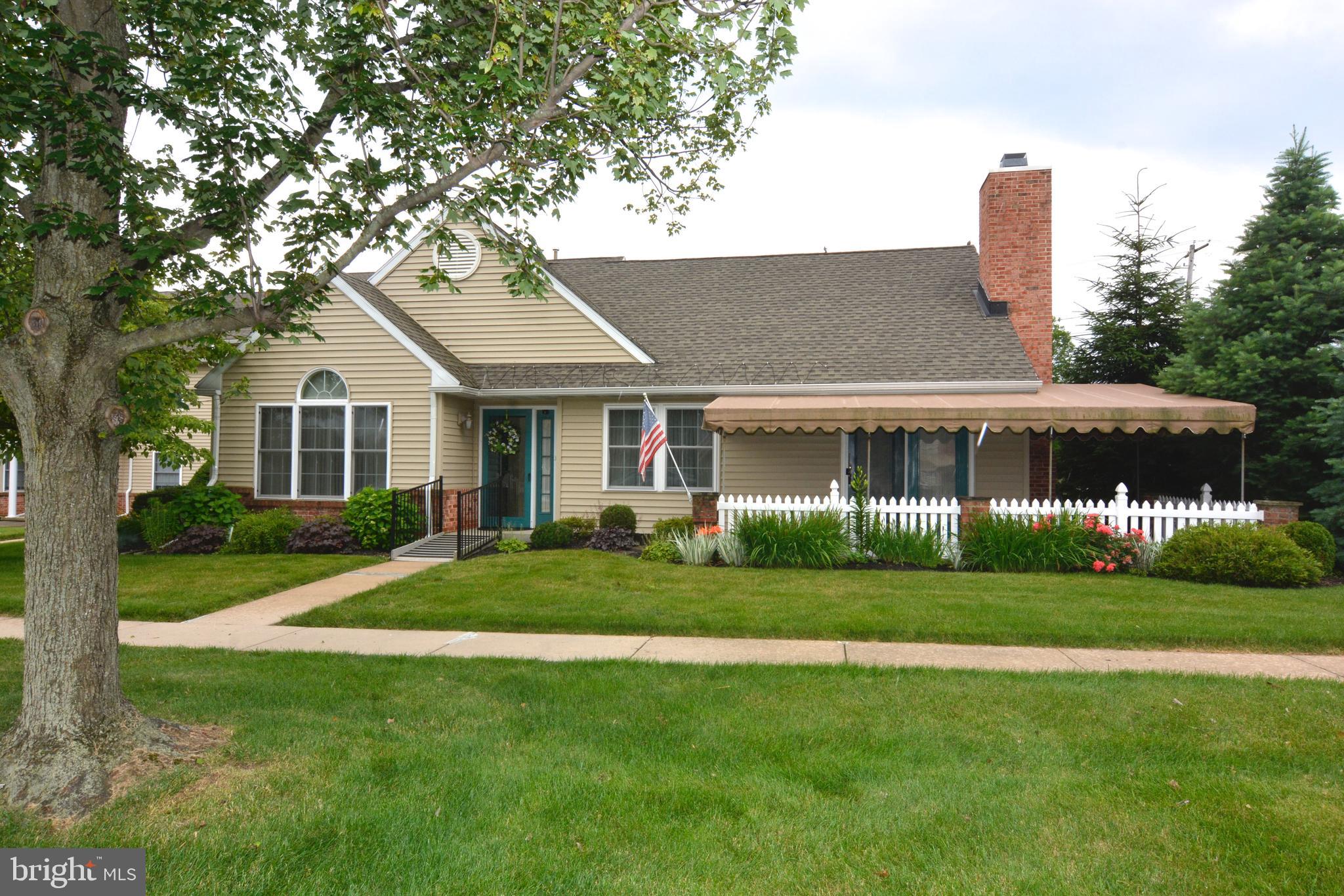 No more shoving snow and lawn work when you own this one level living ranch style home.  Situated in the well maintained village of Stone Hill Farms.  Accessible parking gives easy access to front entrance of home.  Spacious foyer w/guest closet, continue to spacious living room w/fireplace and access to 18 x 8 Patio w/awning.  Dining room area is highlighted with vaulted ceiling.  The bright eat-in kitchen features, ceiling fan, all modern appliances and pantry.  Laundry conveniently located just off the kitchen w/entrance to one car garage w/pull down ladder to access storage.  This desirable cottage offers Master bedroom w/bath which is handicap accessible and a 2nd bedroom and Powder Room.  Make life easy and enjoy one level living in a conveniently located community.