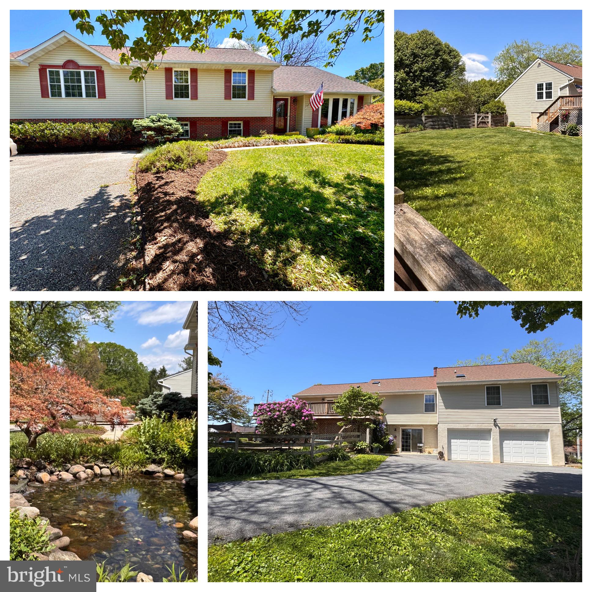 Professional photos coming soon.5 BRs, 3.5 baths, more than 3400s.f. Of living area.  This split level offers serene views in every direction. Gaze out of the living room and watch the gentle cascade of the Waterfall feature into the professionally installed ornamental Pond.  Open the crank-out window panels and listen to the soothing blend of rhythmic splashing and melodic bubbling of the Falls.  At night, 2 LED spot lights illuminate the Falls and attract the native Frogs who will serenade you  Enjoy warm weather entertaining  on the huge deck fringed by mature trees. Have your morning coffee  on the flagstone patio while being serenaded by birdsong. You will delight in the fully fenced side and rear yards with colorful landscaping for every season.  Inside,  vaulted  ceilings, a sunlit, updated kitchen with quiet close maple cabs &  granite counters opens to the expansive deck. The primary BR has cathedral ceilings, a walk in closet and spacious full bath w skylights. A 2nd Br is en suite w/ a full bath and 3 additional BRs offer plenty of flexible space for a large family or work from home options. Plantation shutters throughout the BR’s. The LL has a spacious FR w/a zero clearance wood burning fireplace and a 1/2 bath,  that opens to the rear yard. Car lovers and hobby enthusiast dream garage (690s.f) can fit 4 cars in climate controlled comfort. 2 zone heating and cooling  &  2 new 50 gal hot water heaters too! Dual driveways offer plenty of parking options. Nearby “best little town” downtown Sykesville farmers markets, restaurants, shops, patapsco riverside  trails, and festivals. * OPEN SUNDAY 6/28/26 1-3PM*
