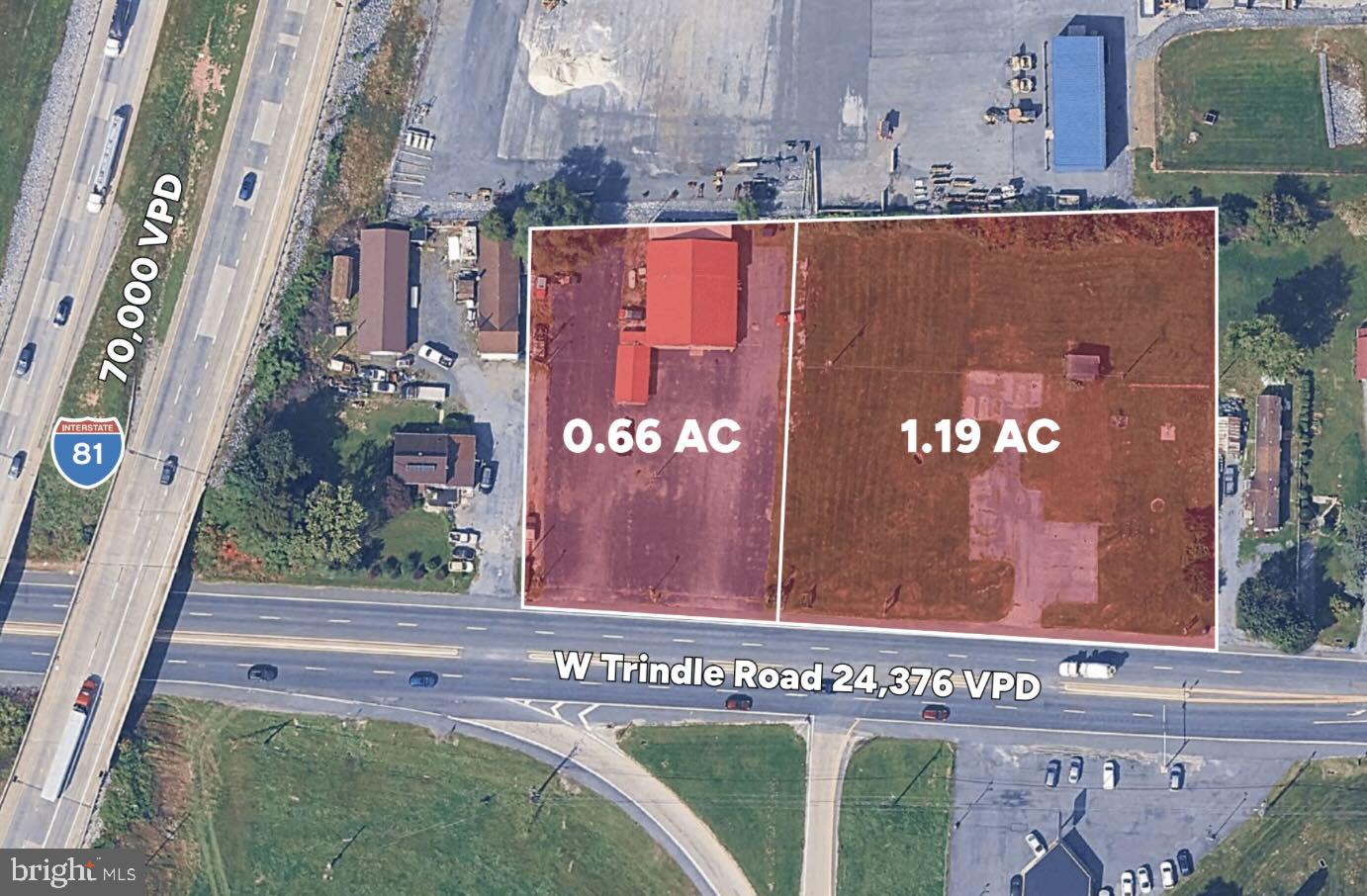 Prime commercial opportunity offering 1.85 acres across two parcels in a highly desirable location along W Trindle Rd in Carlisle. Zoned C1, this site is ideal for a wide range of retail, service, or development uses. Positioned directly adjacent to major national retailers including Target, ALDI, Kohl’s, PetSmart, Starbucks, and more, the property benefits from strong co-tenancy and consistent consumer traffic.
Excellent visibility with approximately 24,376 vehicles per day on W Trindle Rd and 70,000 vehicles per day along I-81, providing outstanding exposure for any business. Surrounded by dense residential and commercial growth with strong household incomes and daytime population, this location offers exceptional potential for investors or end users alike.