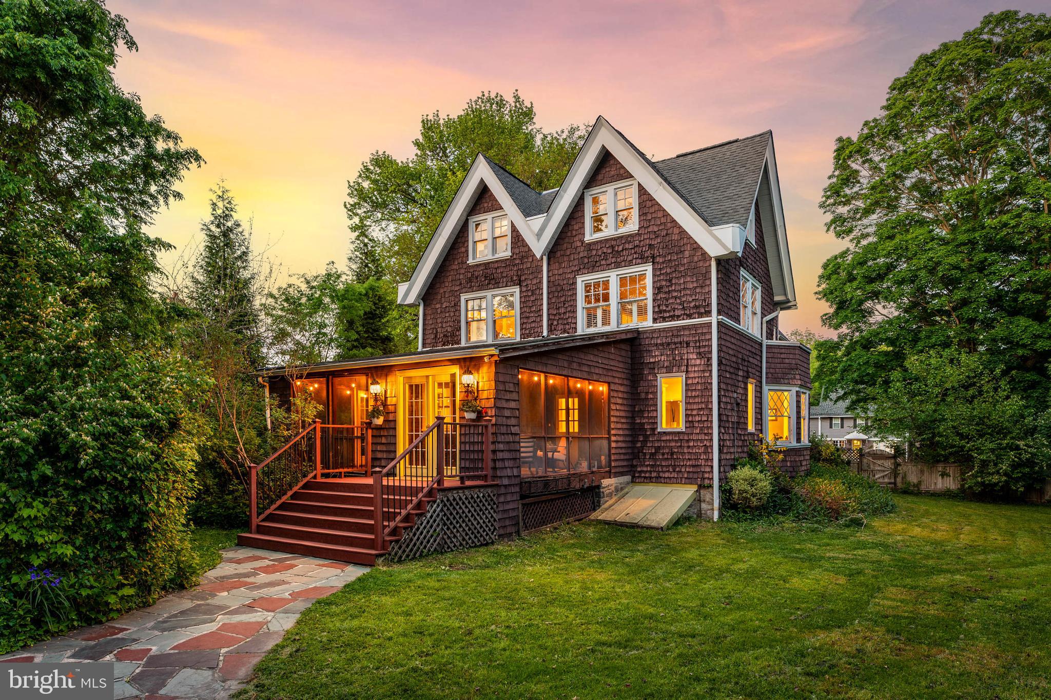 Magnificent 1900s Swarthmore home with unparalleled charm. Think soaring ceilings, gorgeous hardwood floors, a classic wrap-around front porch, dual staircases and more. Wonderful location—just two blocks from the train and town center and directly across the street from Swarthmore College grounds.

This stunning three-story home features six Bedrooms and two versatile Bonus Rooms (currently utilized as an Office and Yoga Room) across the upper floors. Enter through the Front Porch into a spectacular Living Room, complete with a gas fireplace, cozy built-in bench, and oversized diamond-pane windows that flood the space with natural light. A stunning Dining Room follows—big enough for your largest holiday table. 

The updated eat-in Kitchen with a new Samsung fridge is located at the rear of the home. There is also a Mud Room Suite in this area, offering a Powder Room, Laundry area, and ample storage for coats, boots, and backpacks. Here you will also discover a delightful and spacious Screened Porch—a serene retreat for quiet mornings or summer evening meals.

Head up the grand staircase to the second floor where you will find the Primary Suite, offering a walk-in closet and ensuite Bath with a stall shower, jacuzzi tub and dark walnut vanity.  On this level there are also two additional Bedrooms plus an Office (with a small balcony!) and a Hall Bath. The third floor offers three more spacious Bedrooms and a dedicated Yoga Room. There is a Hall Bath on this floor too with a tub/shower combination, crisp white subway tile and pretty glass doors that open to a linen closet (and there is a hook up for washer & dryer here too!). 

The Basement is unfinished, but provides significant storage.  Outside, there is a fully fenced in area on the side of the house that was used as a dog run by the previous owners, where you will also find a patio. The driveway and rear of the home are conveniently accessed from Harvard Avenue. (follow the signs!). Walk to town, train, schools, town pool and more from this gem of a home - offering nearly 4000 square feet of space and historic charm.  Swarthmore Borough is a small college town located just outside Philadelphia and 15 minutes from Philadelphia Airport. Award-winning schools including Strath Haven High School - which boasts the largest marching band in the state with one out of every three students at the school participating!