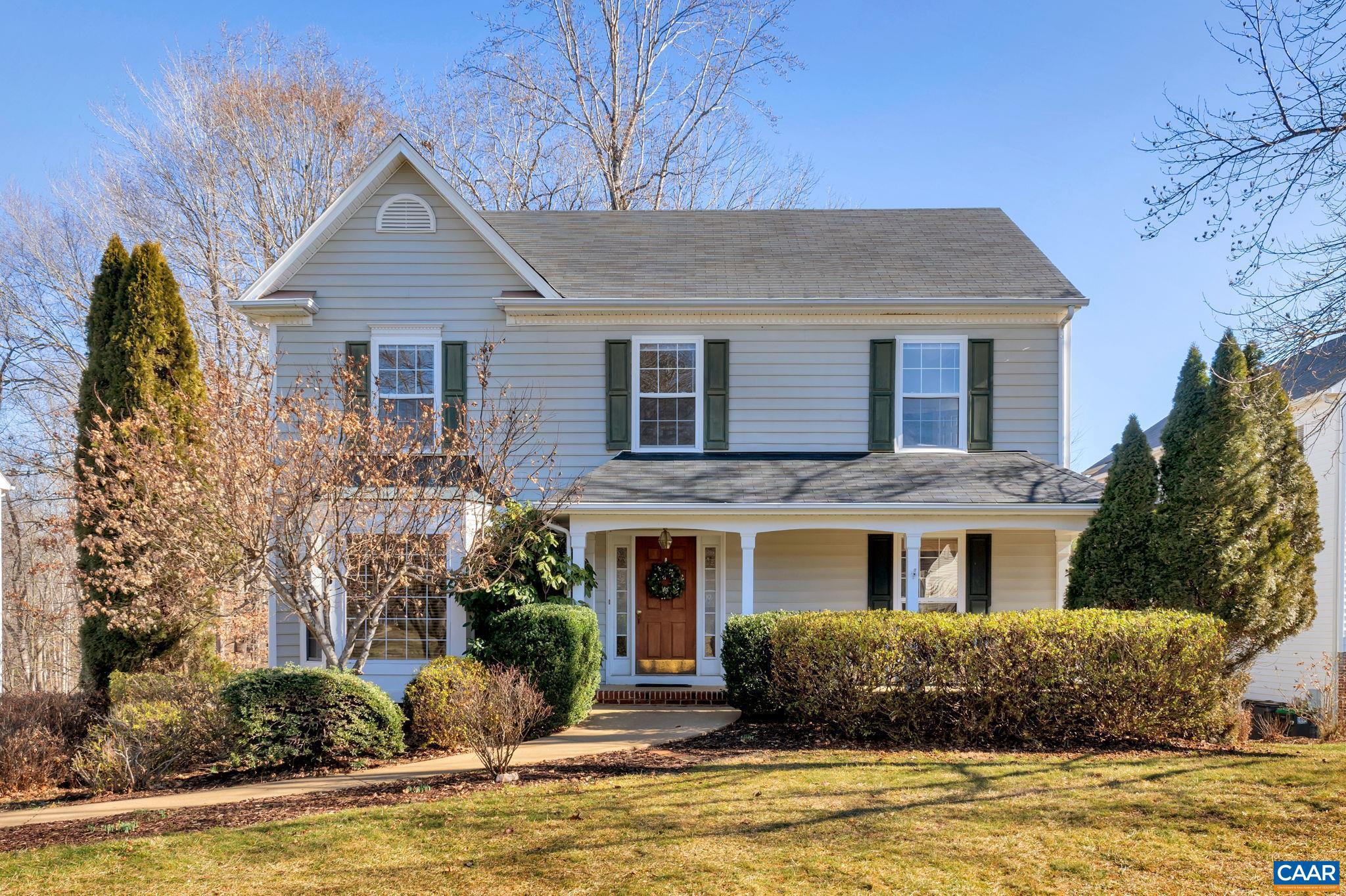 Colonial Home located in a prime section of sought after Forest Lakes South.  The open floor plan features a large family room with fireplace, spacious kitchen with stainless steel appliances, dining room, and front room that could be used as an office, playroom, or living room.  The primary suite has loads of natural light, vaulted ceilings, and walk-in closet.  The second level also has three additional bedrooms, full bath, and laundry.  The lower level has a rec room with sliding door to access the backyard.  Large 2 Car Garage.  This home offers a good value.  Walk to the Forest Lakes South Recreation Center that includes: tennis/pickle ball, volleyball, large pool, playground, and fitness center.  All amenities included in your HOA dues.  Hollymead and Lakeside Middle School are both within walking distance.  The neighborhood is minutes to shopping, recreation, and more.  Schedule your showing today.,Formica Counter,White Cabinets