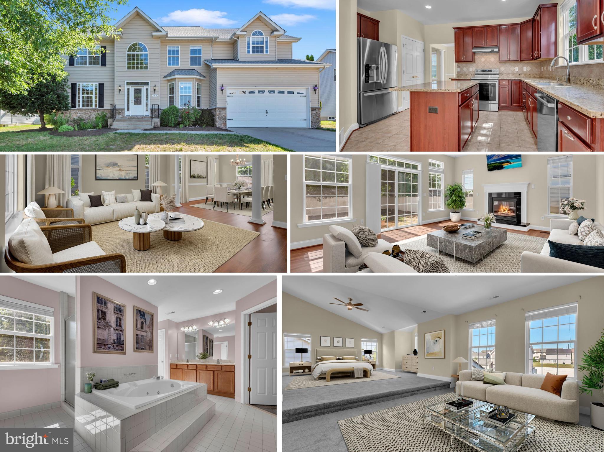 Welcome to 109 Briarwood Cir in the sought-after Sandy Meadows community of Denton, offering an impressive blend of space, comfort, and flexibility with over 3,300 finished square feet plus an additional 1,525 sq ft unfinished walkout basement ready for your future vision. With its stately two-story presence, beautiful architectural windows, mature landscaping, and inviting curb appeal, this home makes a memorable first impression before you even step inside.
From the moment you enter, natural light pours through the front entry and oversized windows into the sun-filled two-story foyer accented with decorative molding and elegant details. Fresh paint, new carpet, and hardwood flooring create a warm, move-in ready feel throughout.
Designed with both everyday living and entertaining in mind, the open floor plan features a spacious family room with a cozy fireplace and a beautifully appointed kitchen complete with granite countertops, stainless steel appliances, center island, and generous gathering space. A main-level office with a charming bay window offers the perfect work-from-home setup.
Upstairs, the expansive primary suite is a true retreat featuring vaulted ceilings, two walk-in closets, and a spa-inspired bath with double vanities, jetted soaking tub, oversized walk-in shower, and private water closet. A standout feature of this home is the second oversized bedroom with its own private full bath, creating an ideal guest suite, multigenerational setup, or private retreat.
Step outside to enjoy morning coffee on the deck or evenings entertaining as the deck flows seamlessly to the patio and spacious fully fenced backyard — a flat, private setting designed for gatherings, play, and everyday enjoyment. A shed adds even more storage and convenience.
Recent updates include a new roof (2023), dual HVAC systems, fresh paint, and new carpet for added peace of mind.
Located just minutes from downtown Denton, enjoy small-town charm with local shops, restaurants, parks, and community events nearby. Outdoor enthusiasts will love being close to the Choptank River, Martinak State Park, Tuckahoe State Park, and Adkins Arboretum. Commuters will appreciate convenient access routes, while weekend adventures await with the Chesapeake Bay Bridge approximately 30 minutes away and Delaware beaches within easy reach. This exceptional home offers the perfect blend of space, lifestyle, and Eastern Shore charm.