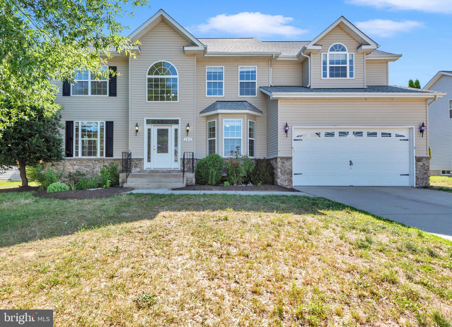 Welcome to 109 Briarwood Cir in the sought-after Sandy Meadows community of Denton, offering an impressive blend of space, comfort, and flexibility with over 3,300 finished square feet plus an additional 1,525 sq ft unfinished walkout basement ready for your future vision. With its stately two-story presence, beautiful architectural windows, mature landscaping, and inviting curb appeal, this home makes a memorable first impression before you even step inside.
From the moment you enter, natural light pours through the front entry and oversized windows into the sun-filled two-story foyer accented with decorative molding and elegant details. Fresh paint, new carpet, and hardwood flooring create a warm, move-in ready feel throughout.
Designed with both everyday living and entertaining in mind, the open floor plan features a spacious family room with a cozy fireplace and a beautifully appointed kitchen complete with granite countertops, stainless steel appliances, center island, and generous gathering space. A main-level office with a charming bay window offers the perfect work-from-home setup.
Upstairs, the expansive primary suite is a true retreat featuring vaulted ceilings, two walk-in closets, and a spa-inspired bath with double vanities, jetted soaking tub, oversized walk-in shower, and private water closet. A standout feature of this home is the second oversized bedroom with its own private full bath, creating an ideal guest suite, multigenerational setup, or private retreat.
Step outside to enjoy morning coffee on the deck or evenings entertaining as the deck flows seamlessly to the patio and spacious fully fenced backyard — a flat, private setting designed for gatherings, play, and everyday enjoyment. A shed adds even more storage and convenience.
Recent updates include a new roof (2023), dual HVAC systems, fresh paint, and new carpet for added peace of mind.
Located just minutes from downtown Denton, enjoy small-town charm with local shops, restaurants, parks, and community events nearby. Outdoor enthusiasts will love being close to the Choptank River, Martinak State Park, Tuckahoe State Park, and Adkins Arboretum. Commuters will appreciate convenient access routes, while weekend adventures await with the Chesapeake Bay Bridge approximately 30 minutes away and Delaware beaches within easy reach. This exceptional home offers the perfect blend of space, lifestyle, and Eastern Shore charm.