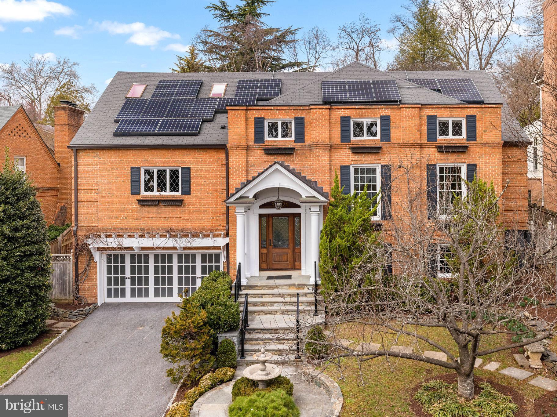 This spectacular re-imagined Colonial offers vast open-concept living on main level including a solarium and new screened porch addition. The gourmet kitchen features expansive island, carrara marble and subway tile, dual dishwashers and prof. grade gas range/hood, all open to family area. The main level also includes a bonus wet bar, 2 fireplaces, powder room, gracious office or 5th bedroom + full bath. Upstairs you will find a sumptuous Primary Bedroom en suite, and 3 additional bedrooms, complemented  by many strategically placed skylights.  The lower level is a recreation great room with fireplace and built-ins, 6th bedroom en suite, laundry/ample storage and direct interior access to 2 Car Garage. Total finished square footage in excess of 5000 square feet. The bucolic exterior features mature plantings, flagstone patio, fire pit, and verdant terraced gardens. Full solar array and Tesla battery.  All of these exquisite features combined with a short stroll to red line Metro (and Connecticut Ave shopping) make this listing the perfect choice for today's discerning buyer.
