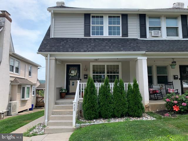 Welcome to a truly exceptional twin in one of the most desirable locations in Conshohocken.  3 BR, 3 Bath, beautifully maintained twin home, with 1+ car garage.  Walk-up to the covered porch with charming entry.  Open the front door into a spacious main living area, with classic brick fireplace/mantle. Abundant natural light showcases designer finishes, including hardwood floors throughout.  A modern white kitchen features stainless appliances, quartz countertops & breakfast bar.  Note the recessed lighting throughout the 1st floor.  Practical mudroom/pantry area behind the kitchen lead to the large exterior deck overlooking the rear yard.  Perfect for evening grilling or enjoying your early morning coffee. Second floor offers a primary bedroom with a vaulted ceiling, spacious double-closets, an en-suite bathroom, including tiled shower, and pretty vanity.  Two additional bedrooms, a hallway bathroom, and linen closet round out the second floor.  Plenty of windows bring amazing natural light into this charming Conshohocken twin.  The finished lower level includes a full bathroom, laundry area, and access to the spacious backyard with a short walk to a detached one car garage. Moments from vibrant restaurants, shops, trails, and SEPTA train station.  Exceptional home.  Tours begin 7/18/26. Schedule your visit!